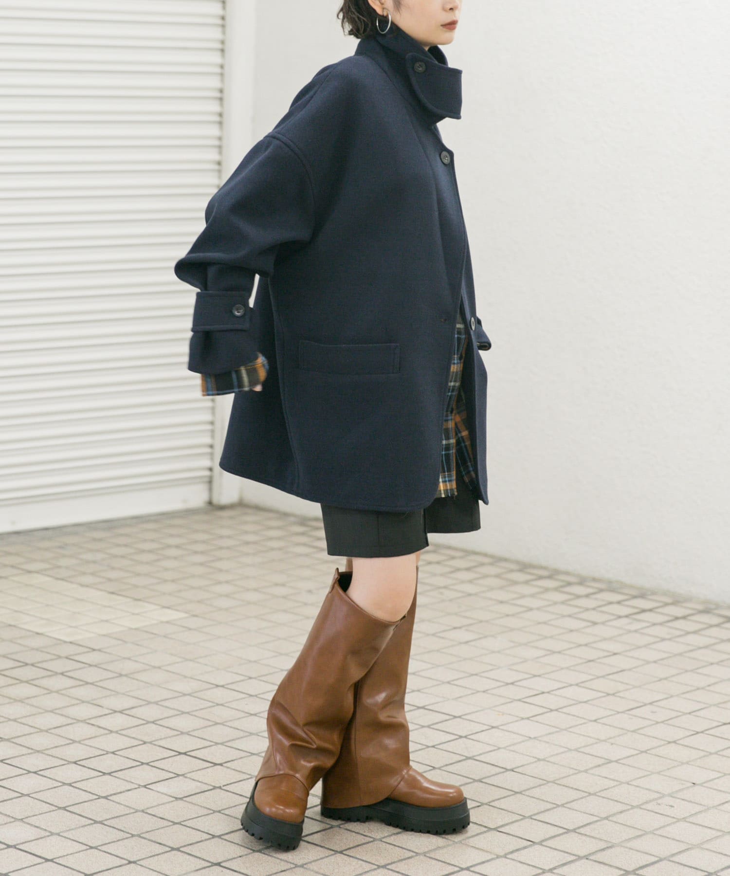 カバーデザインロングブーツ BROWN 37