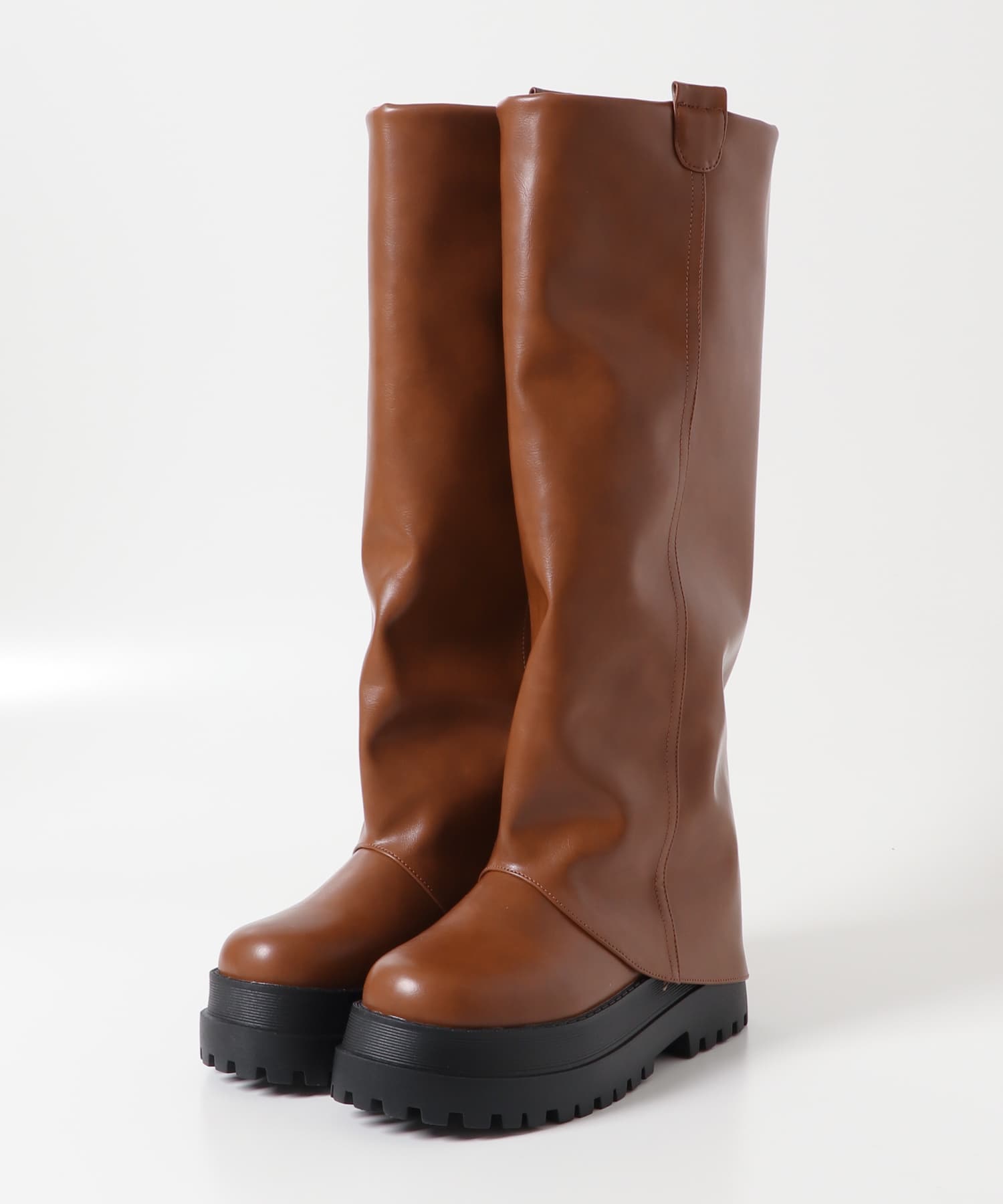カバーデザインロングブーツ BROWN 36