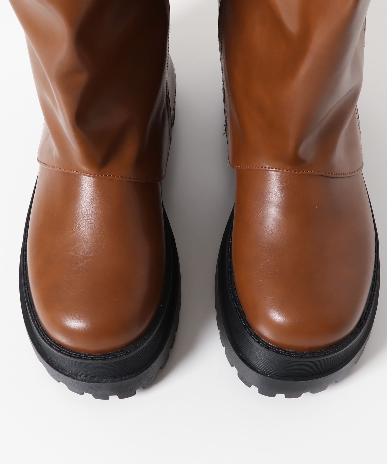 カバーデザインロングブーツ BROWN 36