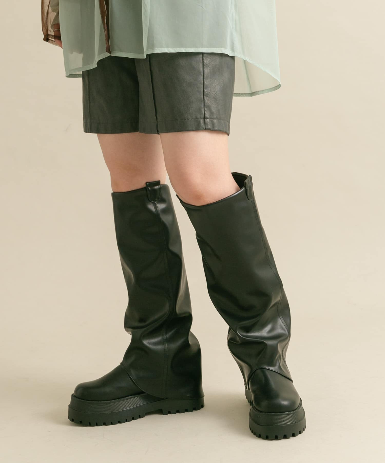 カバーデザインロングブーツ BLACK 36