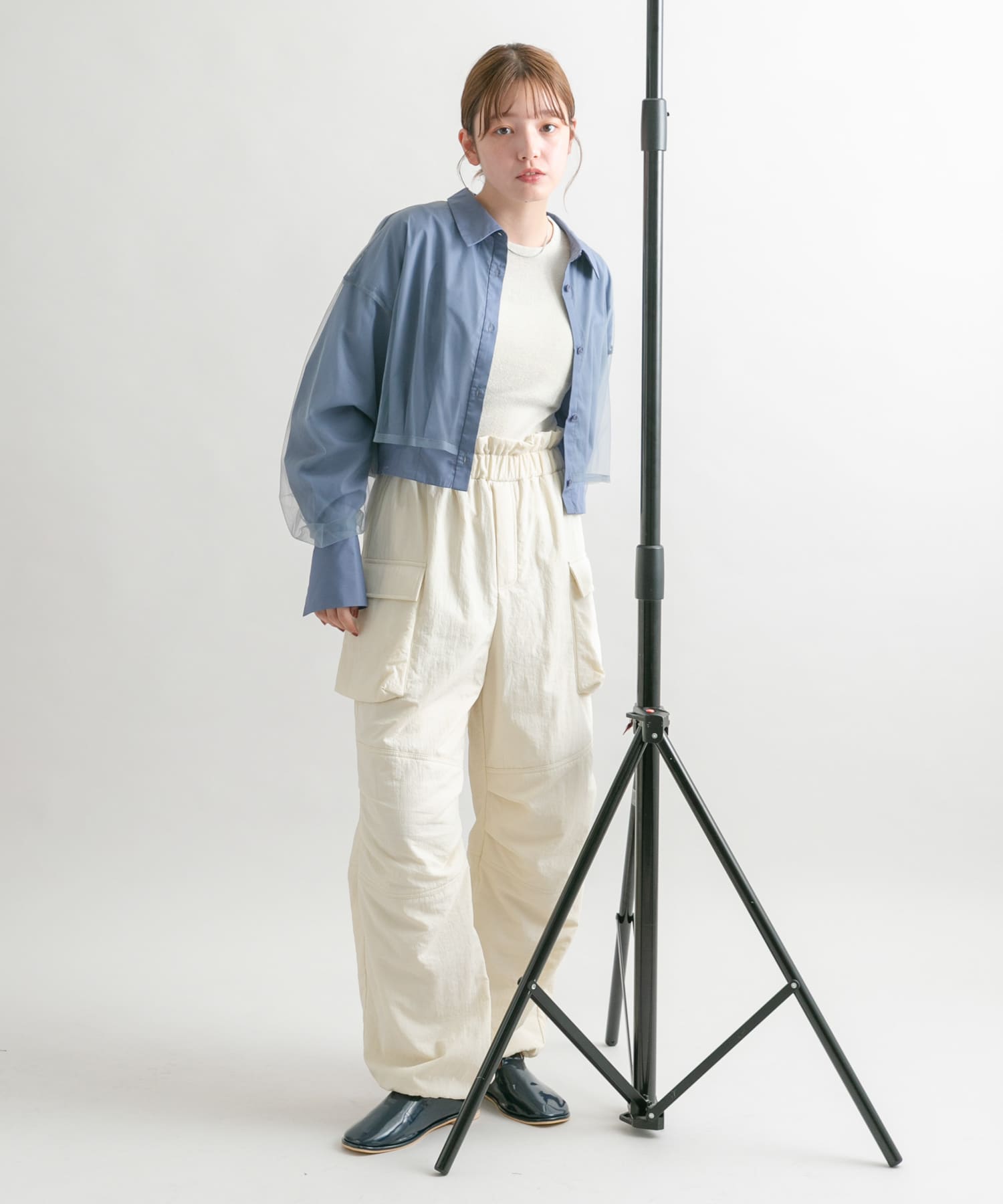 Tストラップガラスローファー NAVY 36