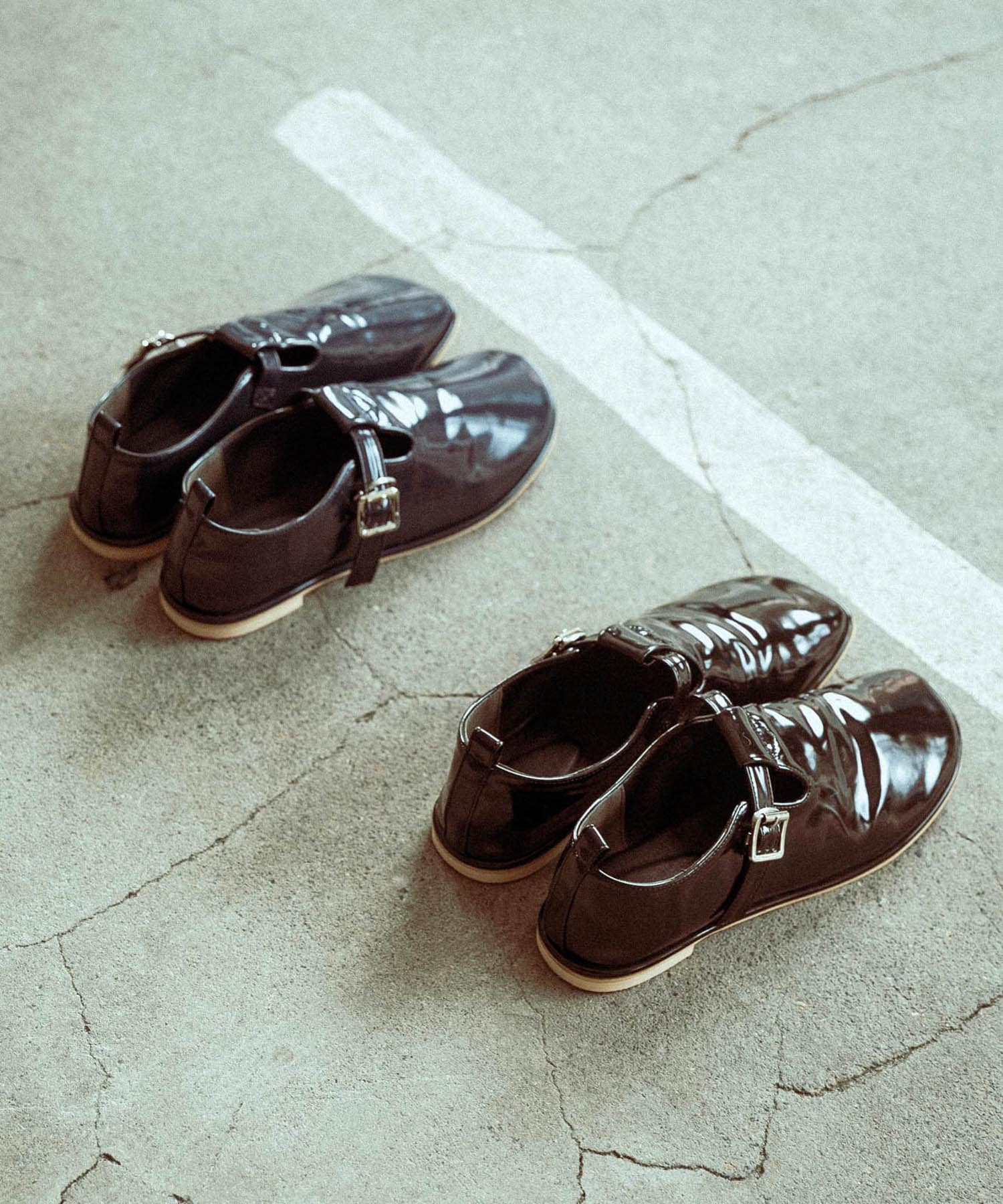 Tストラップガラスローファー NAVY 36