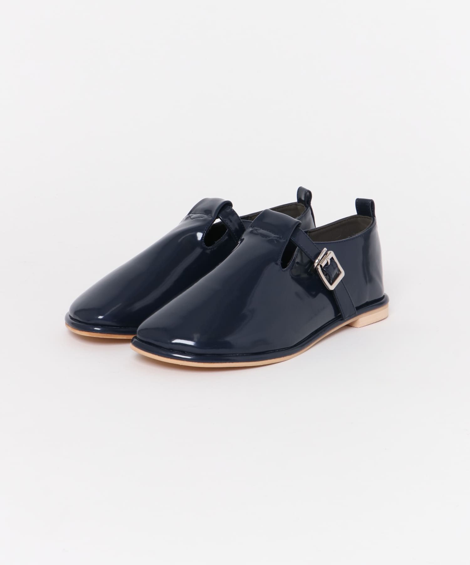 Tストラップガラスローファー NAVY 36