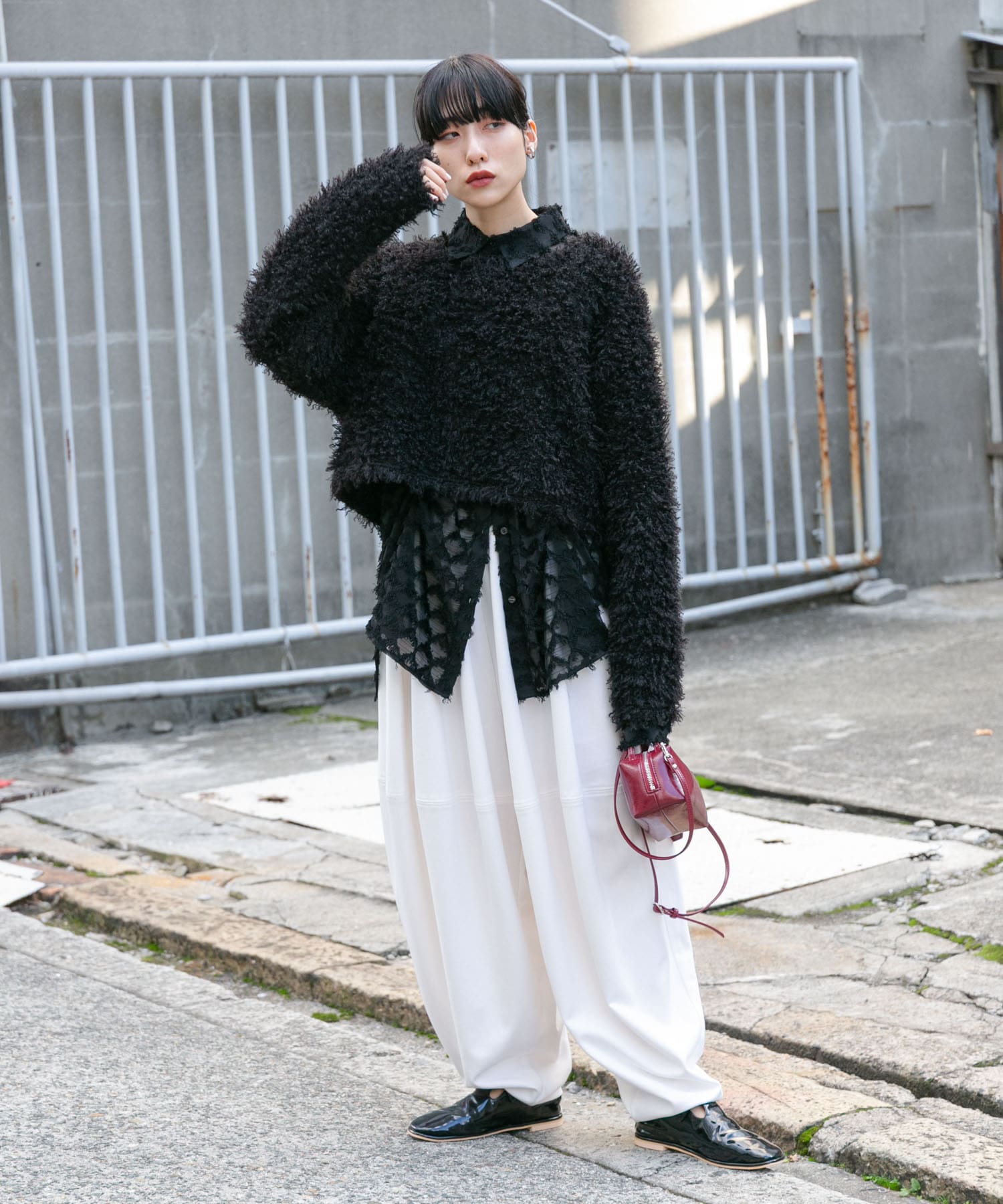 Tストラップガラスローファー BLACK 36