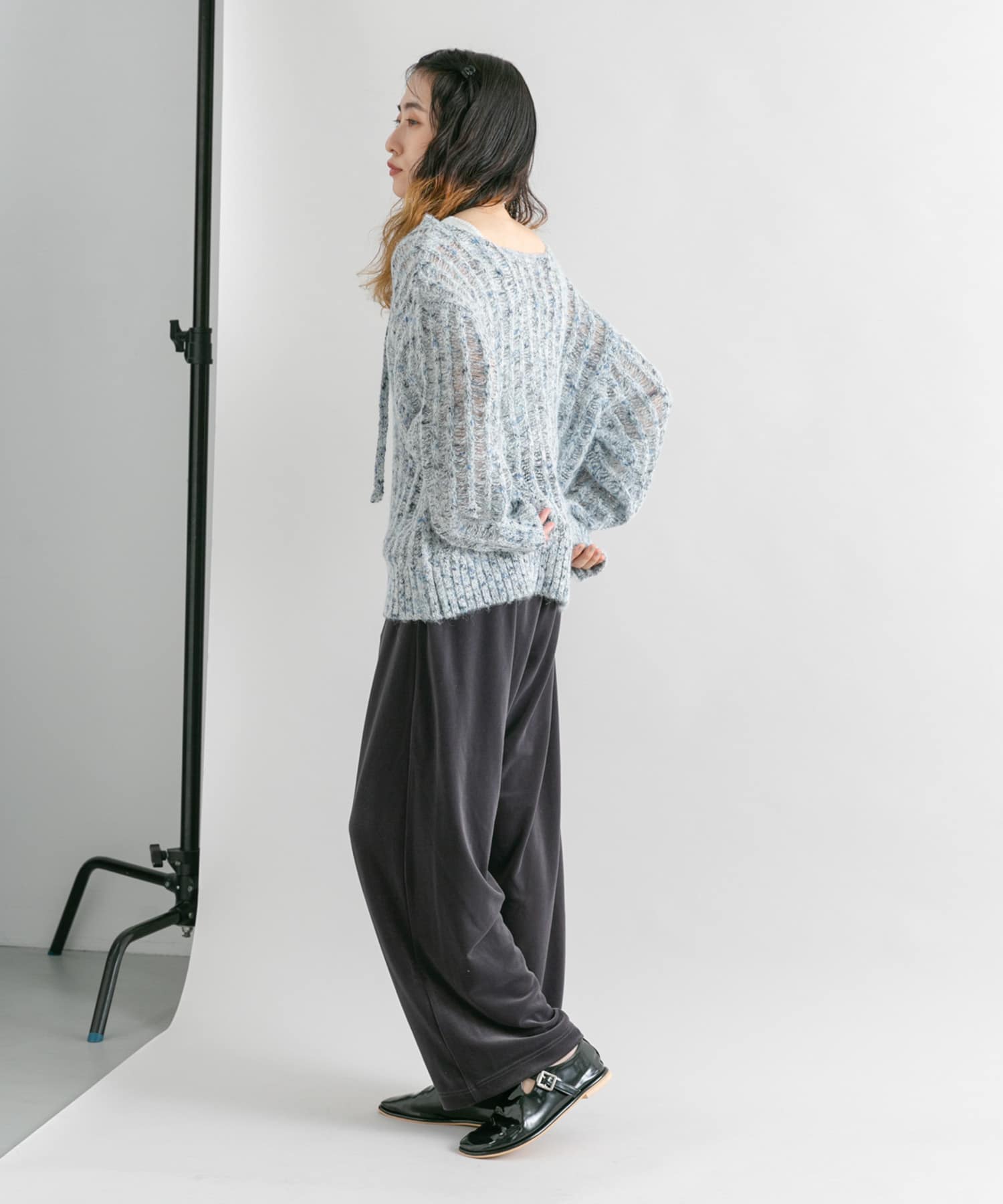 Tストラップガラスローファー BLACK 36