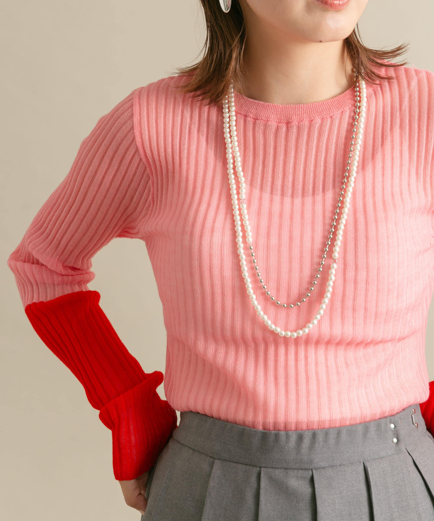 ピン付きロングネックレス SILVER one