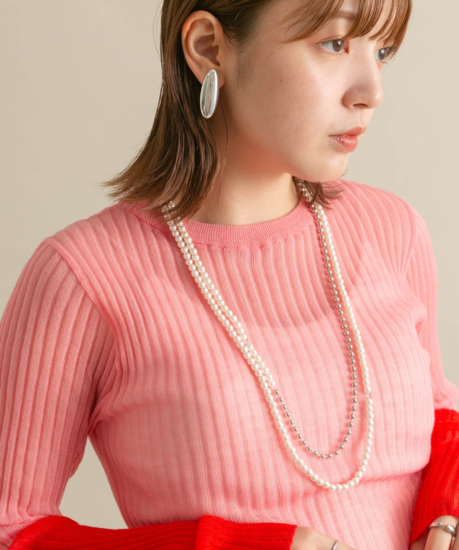 ピン付きロングネックレス SILVER one