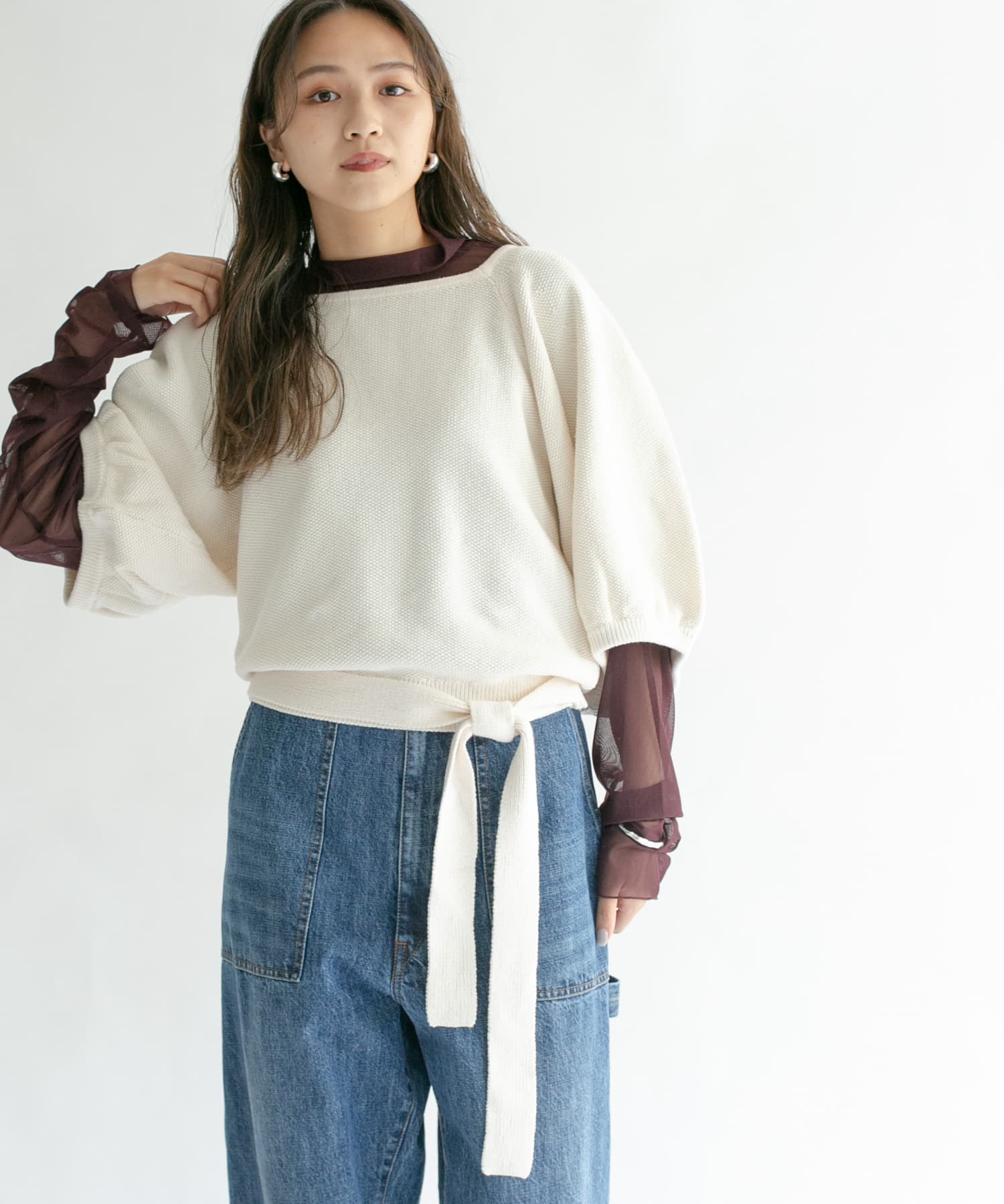 バルーンスリーブニット WHITE one