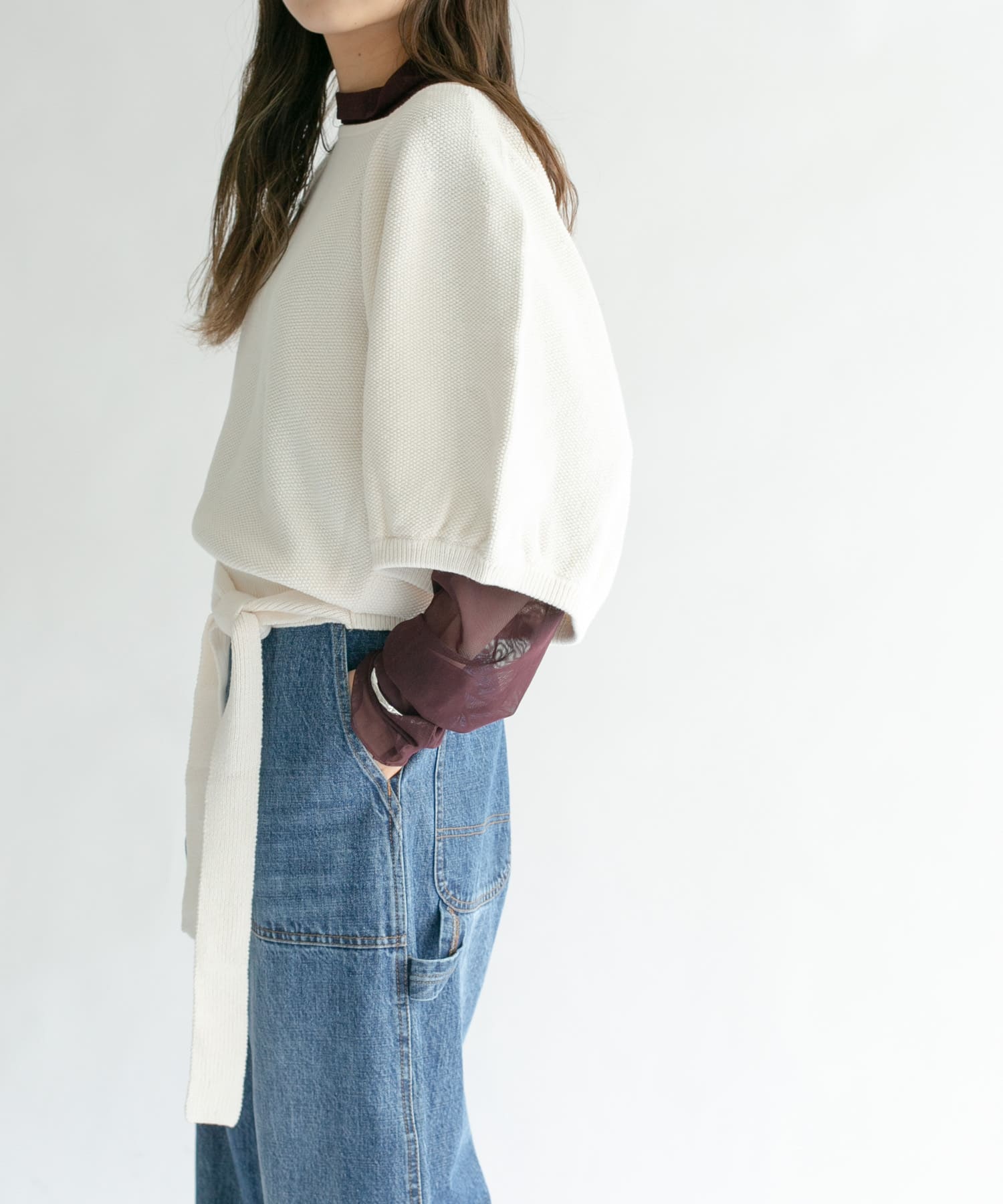 バルーンスリーブニット WHITE one