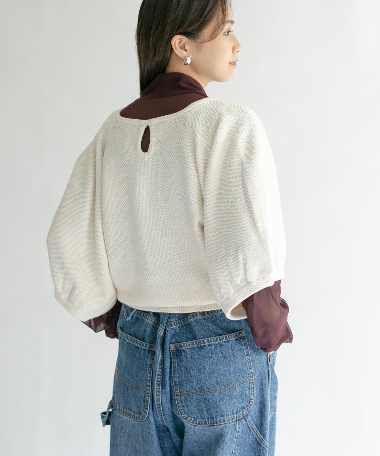 バルーンスリーブニット WHITE one