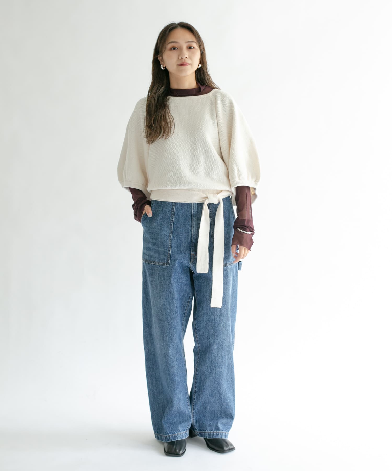 バルーンスリーブニット WHITE one