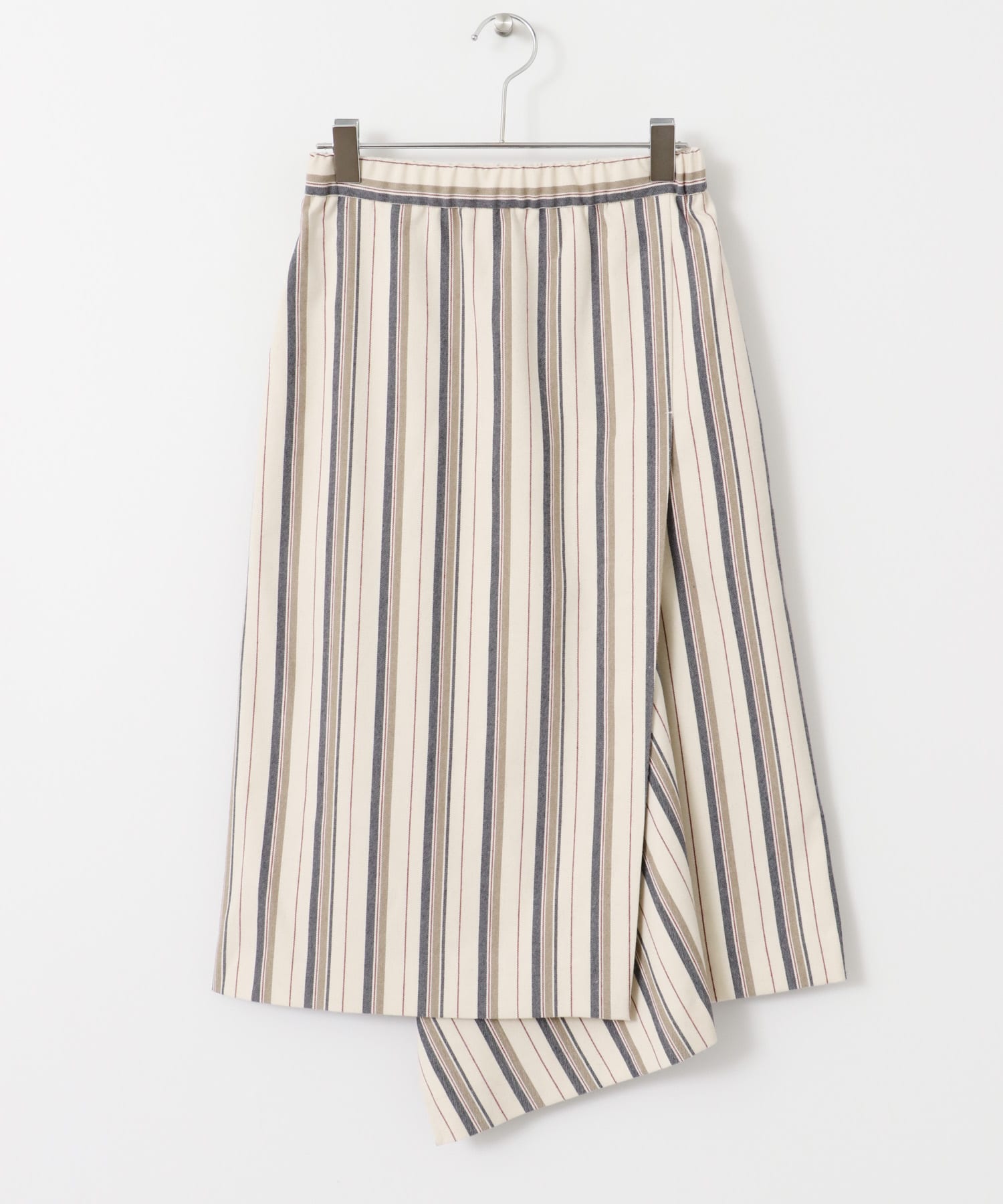 アシンメトリーヘムストライプスカート∴ OFF/NAVY one