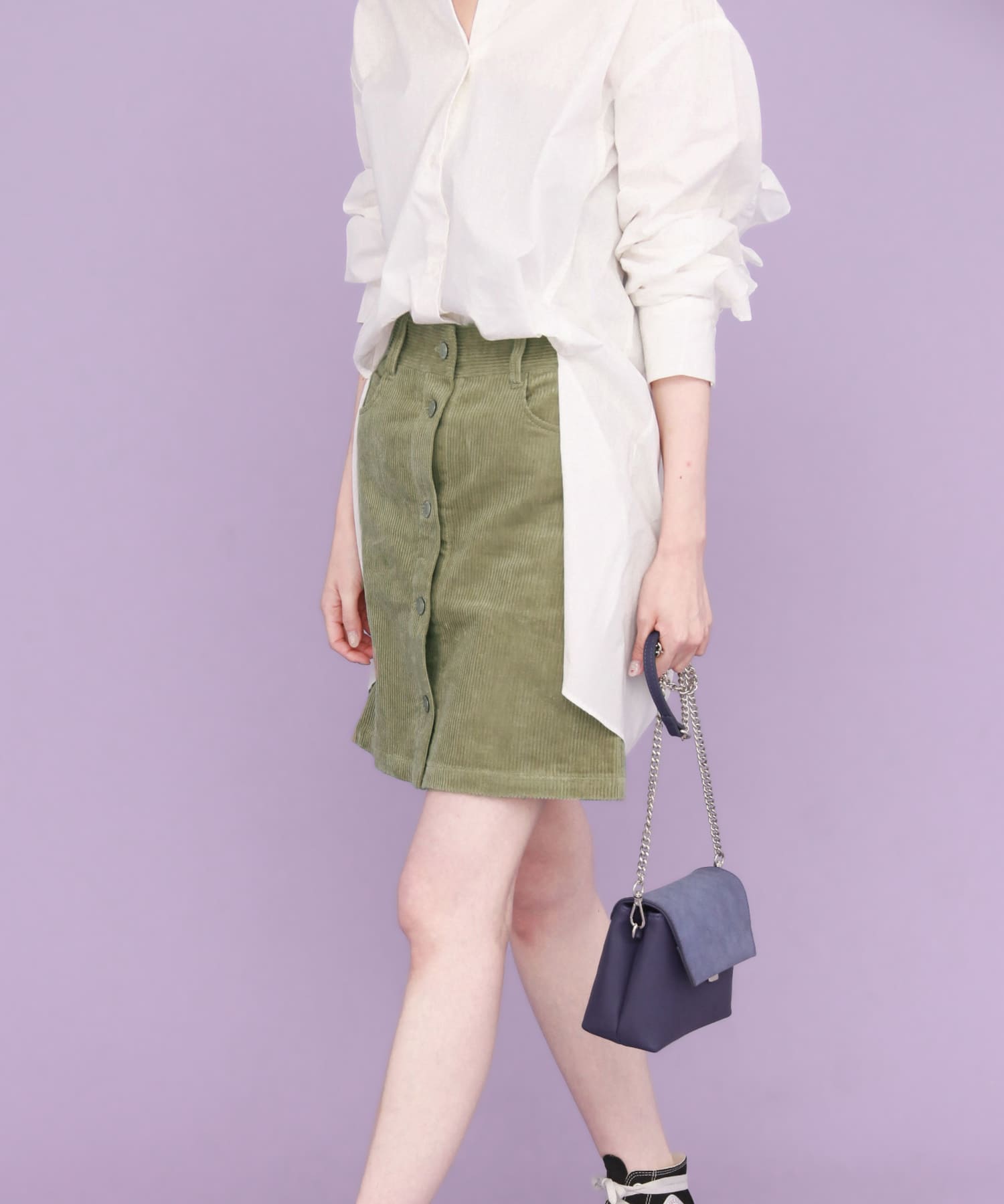 コーデュロイミニスカート∴ L.GREEN one