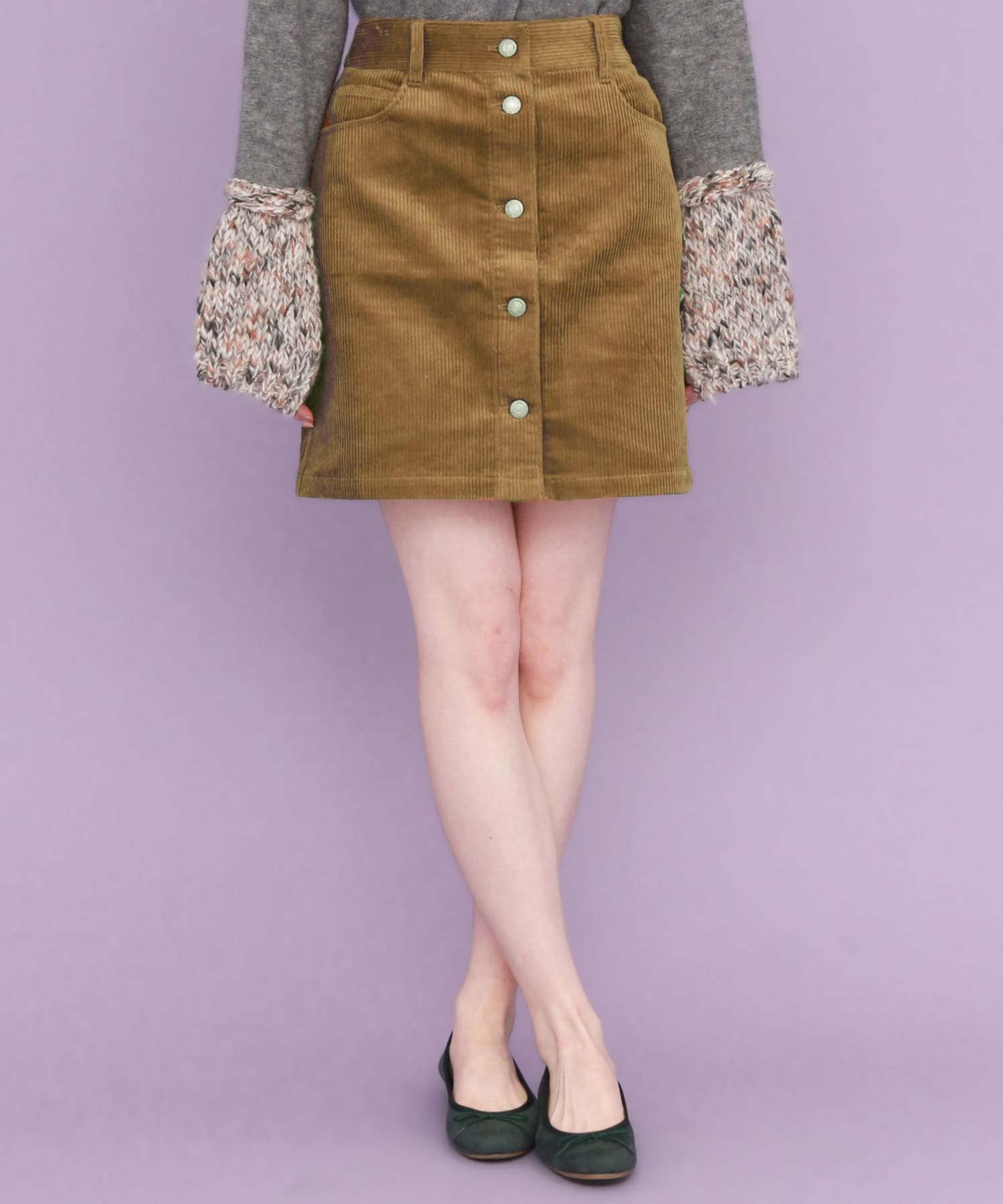 コーデュロイミニスカート∴ CAMEL one