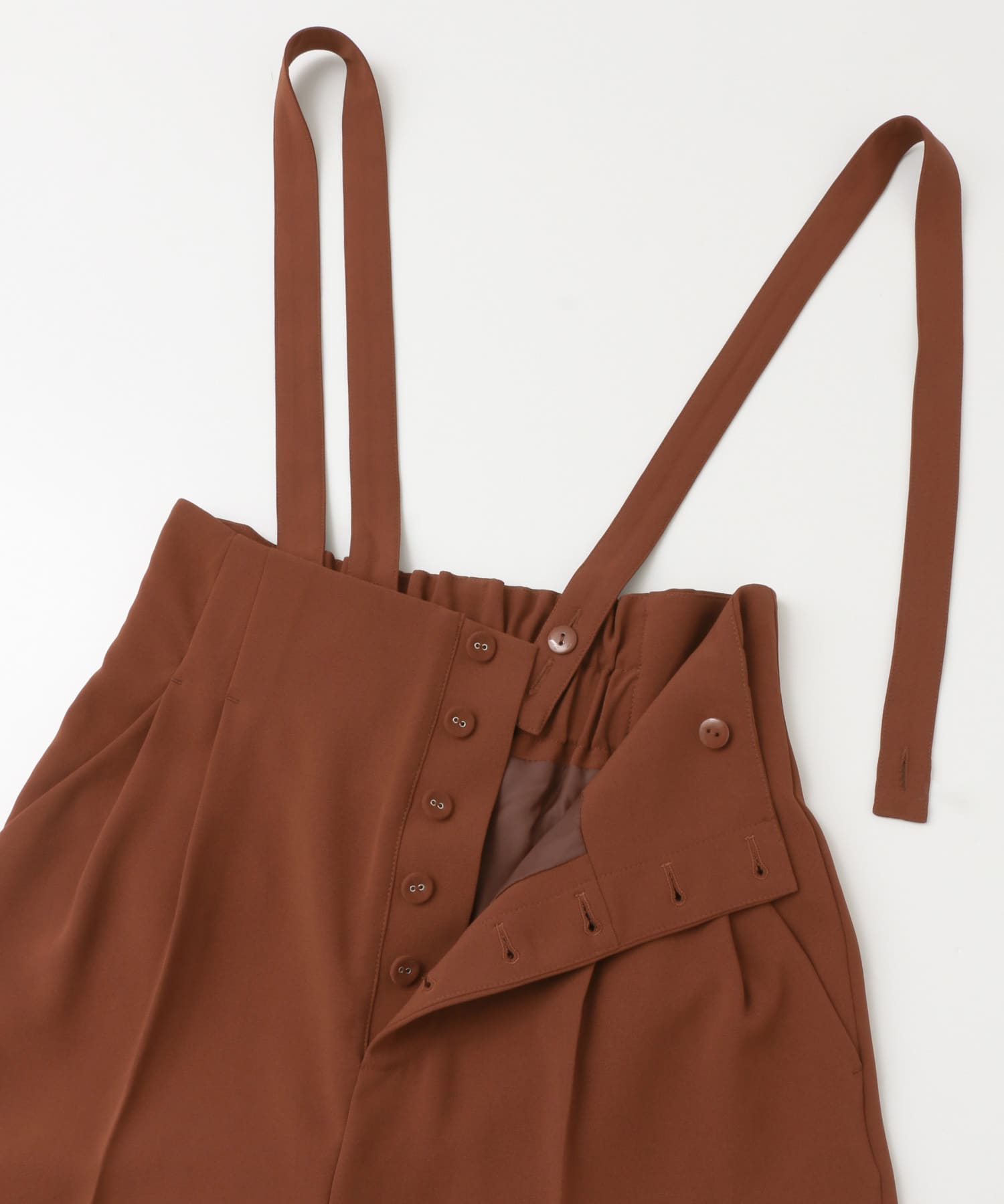 フロントボタンサスペンダー付きパンツ REDBROWN one