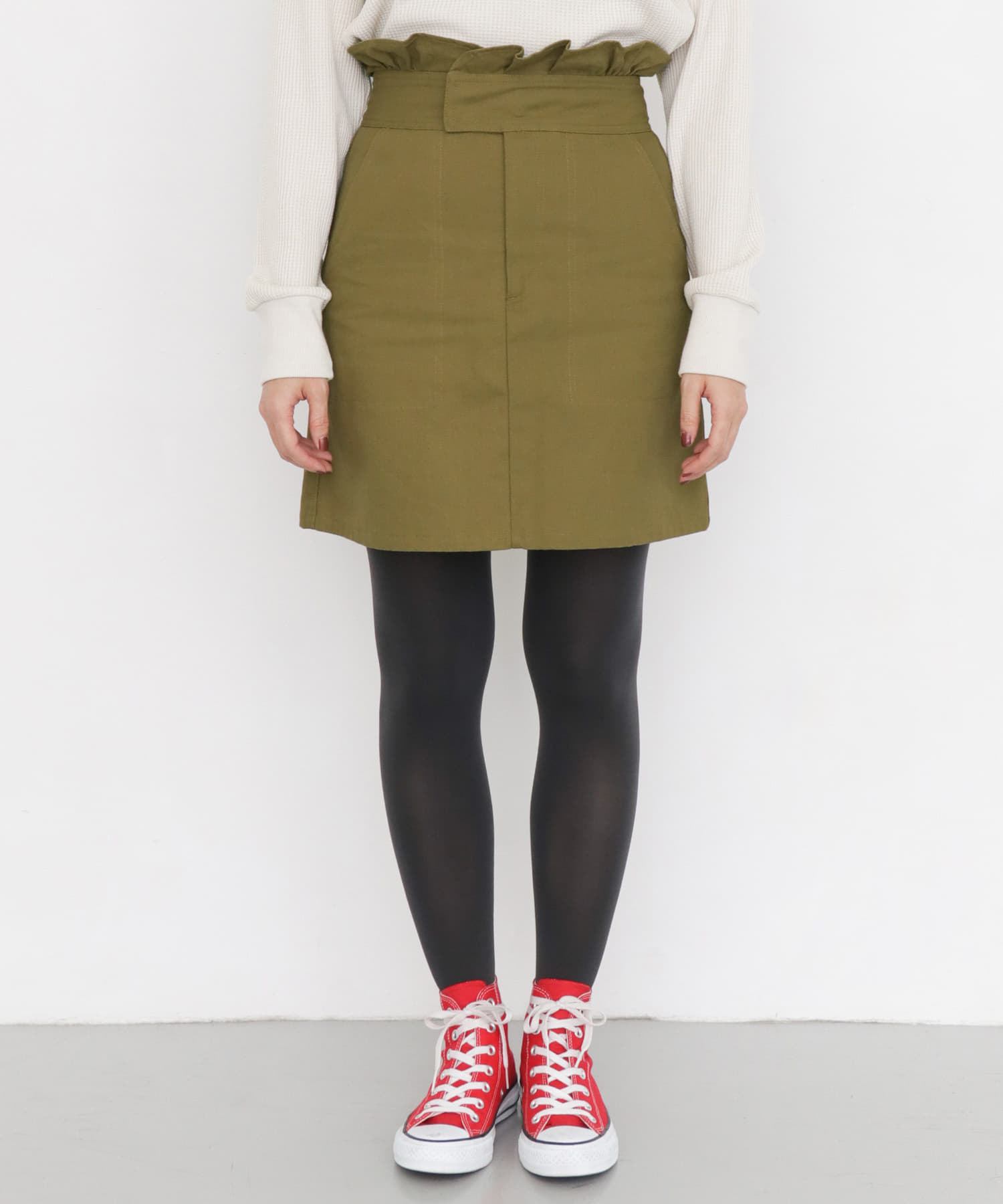 ウエストフリルミニスカート Y.KHAKI one
