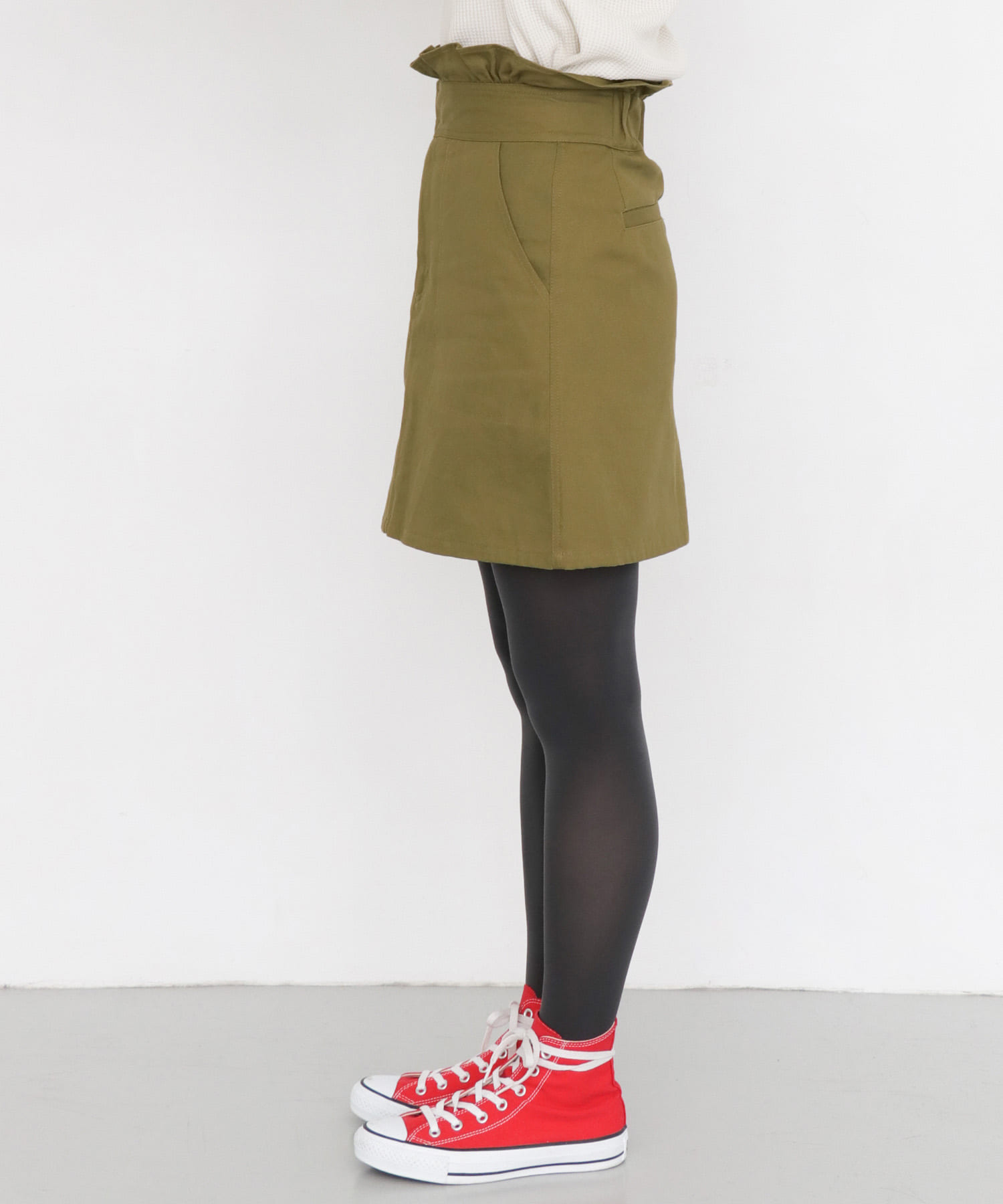 ウエストフリルミニスカート Y.KHAKI one