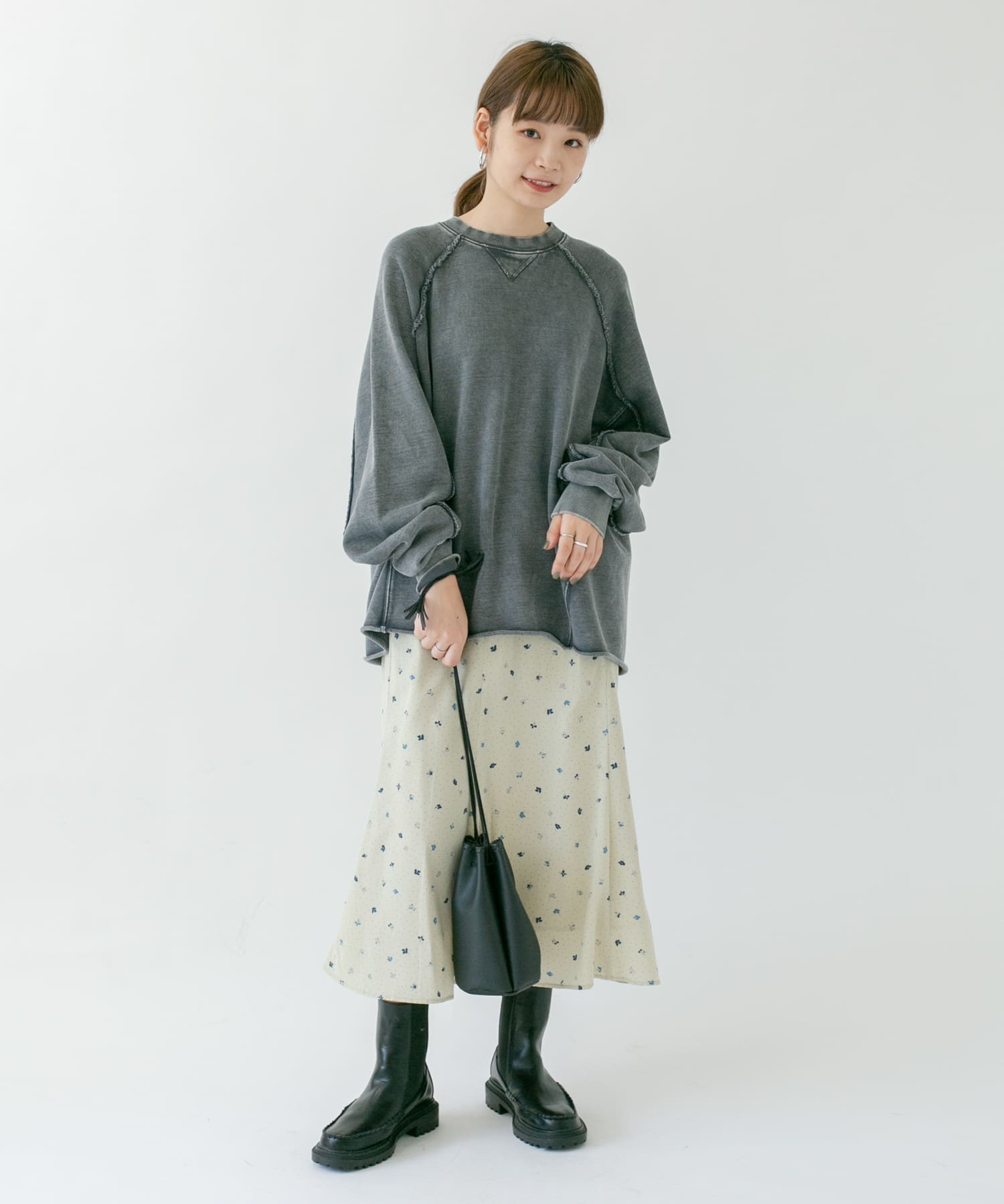 ドット×フラワーマーメイドスカート BEIGE one