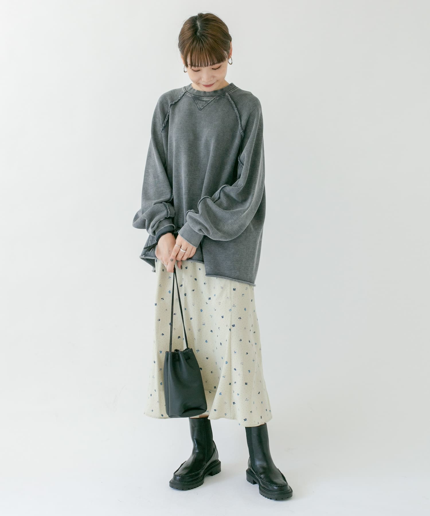 ドット×フラワーマーメイドスカート BEIGE one