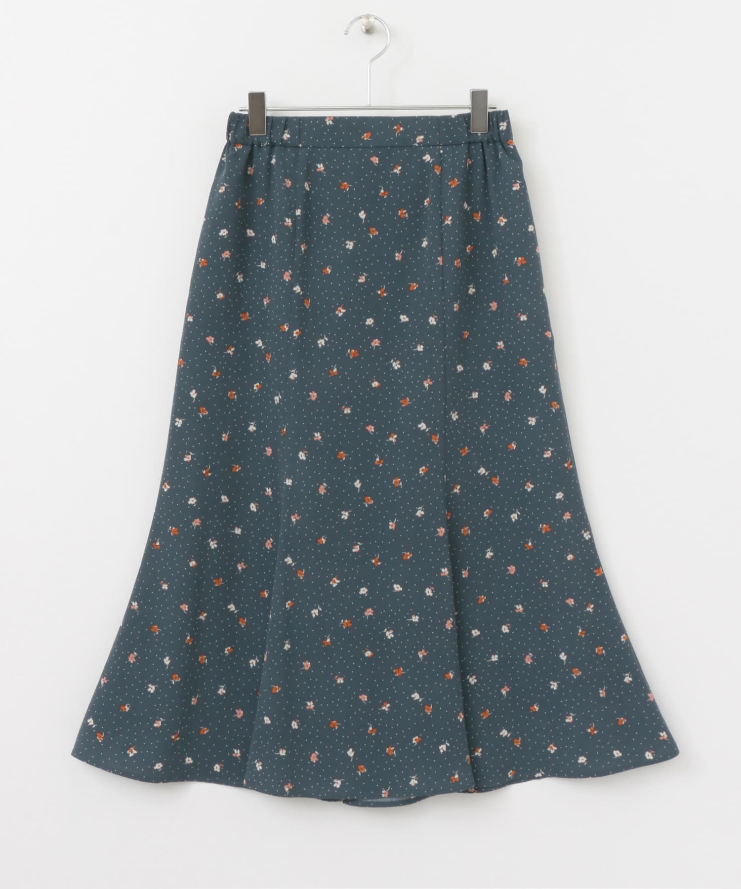 ドット×フラワーマーメイドスカート NAVY one