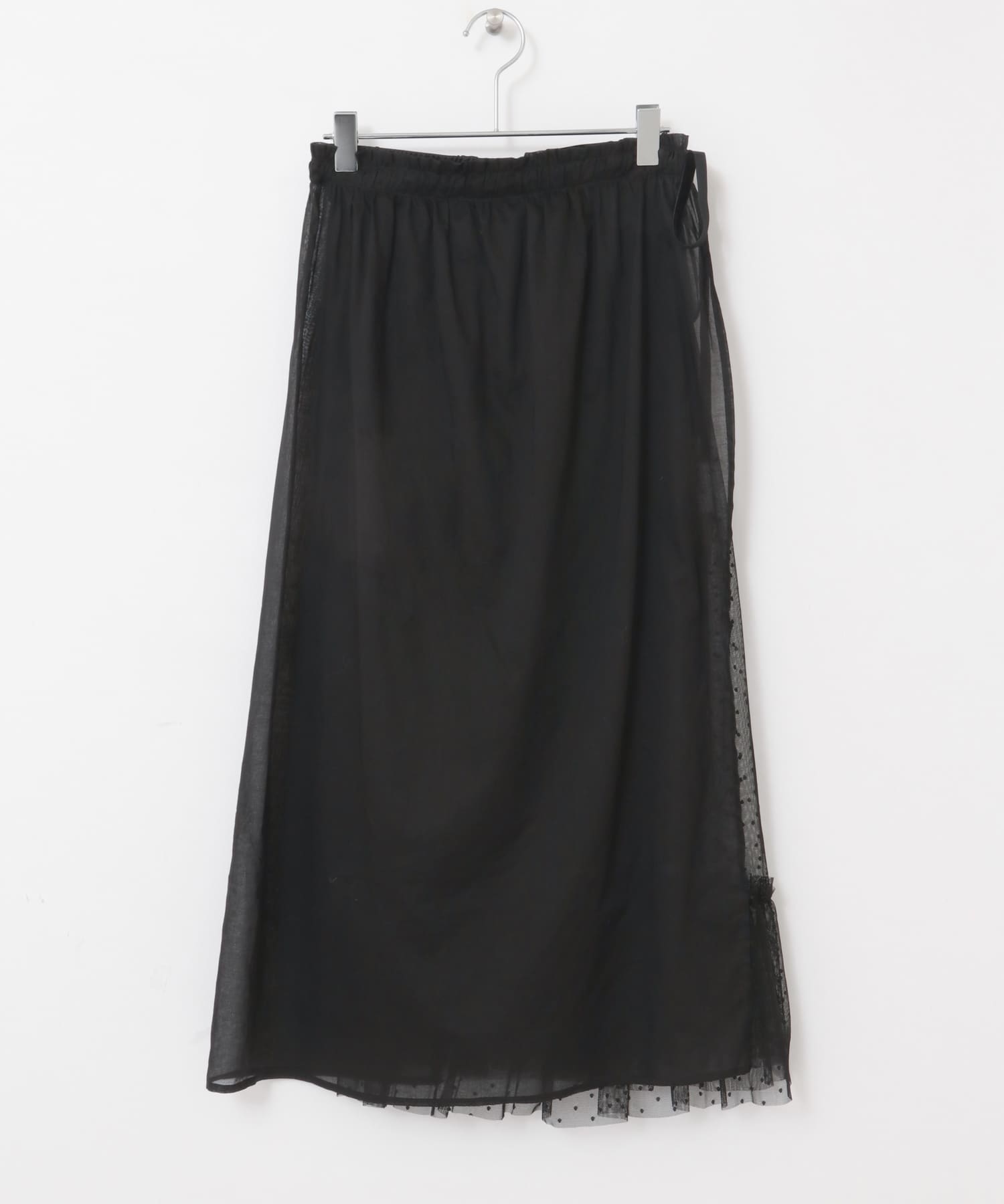レイヤードシアー巻きスカート∴ BLACK one