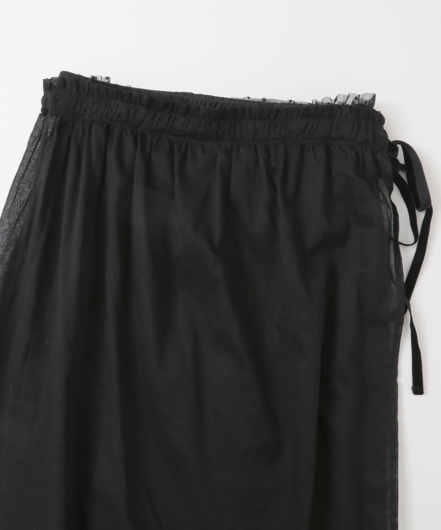 レイヤードシアー巻きスカート∴ BLACK one