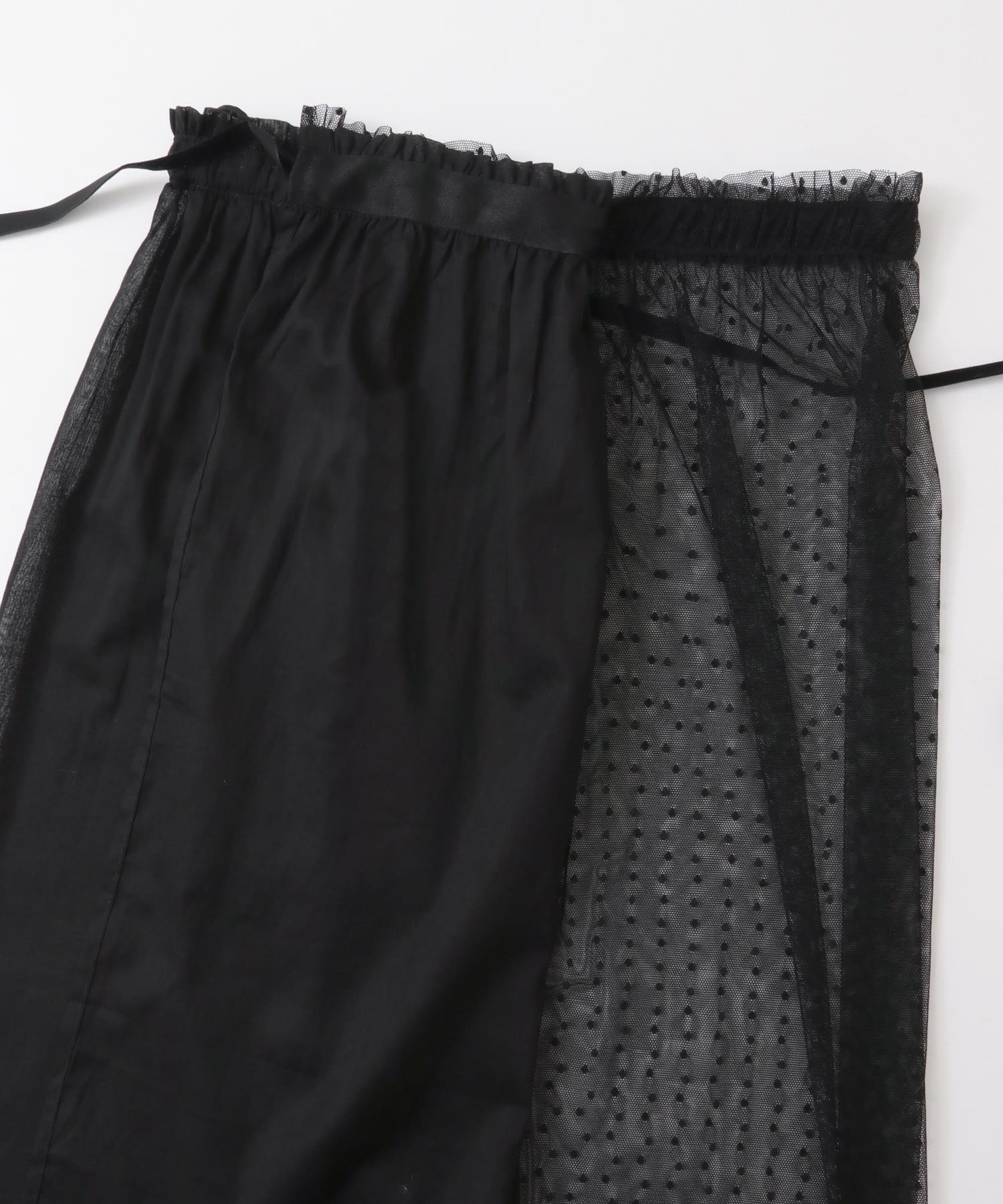 レイヤードシアー巻きスカート∴ BLACK one