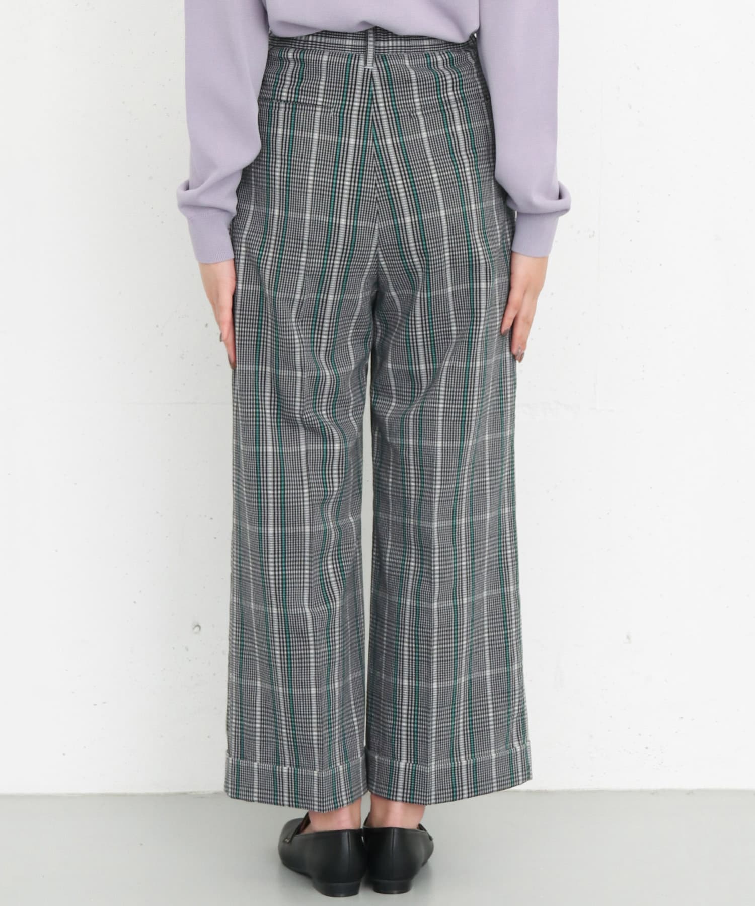 ターンアップチェックパンツ GRAY one