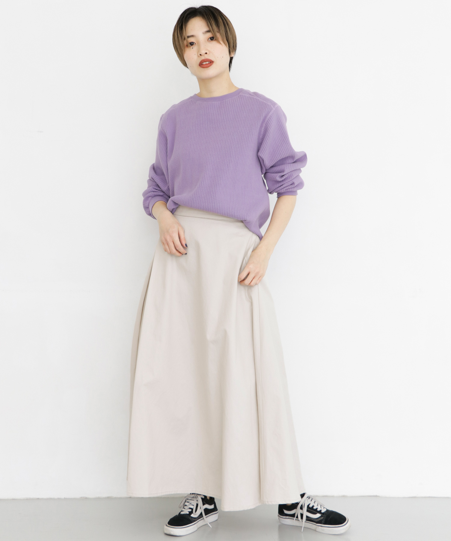 サイドタックボタンフレアスカート ICE GRAY one