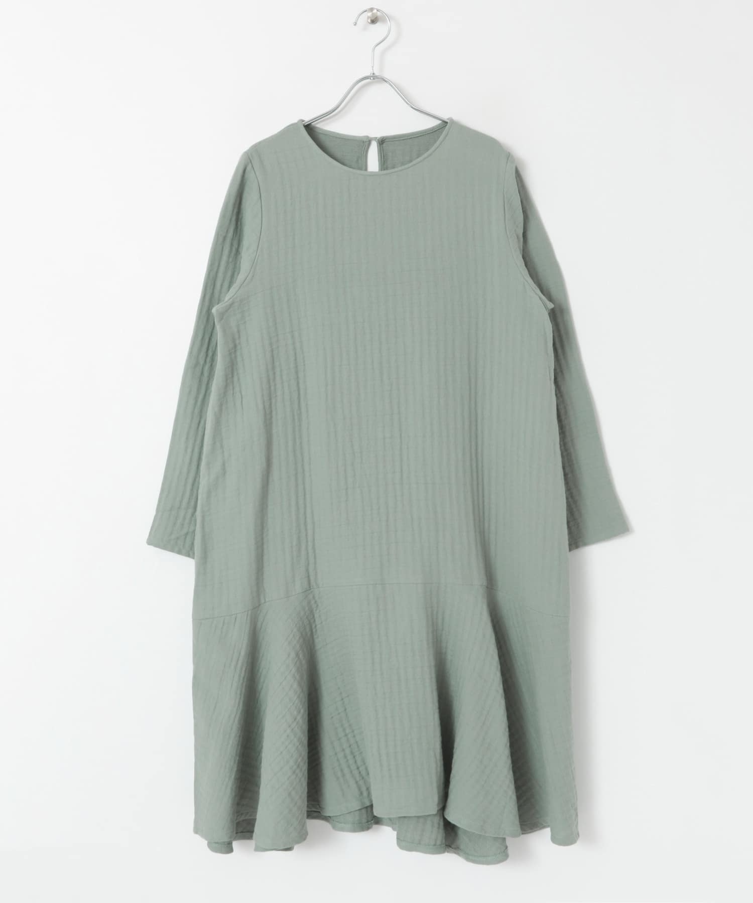 ガーゼペプラムワンピース BLUE GREEN one