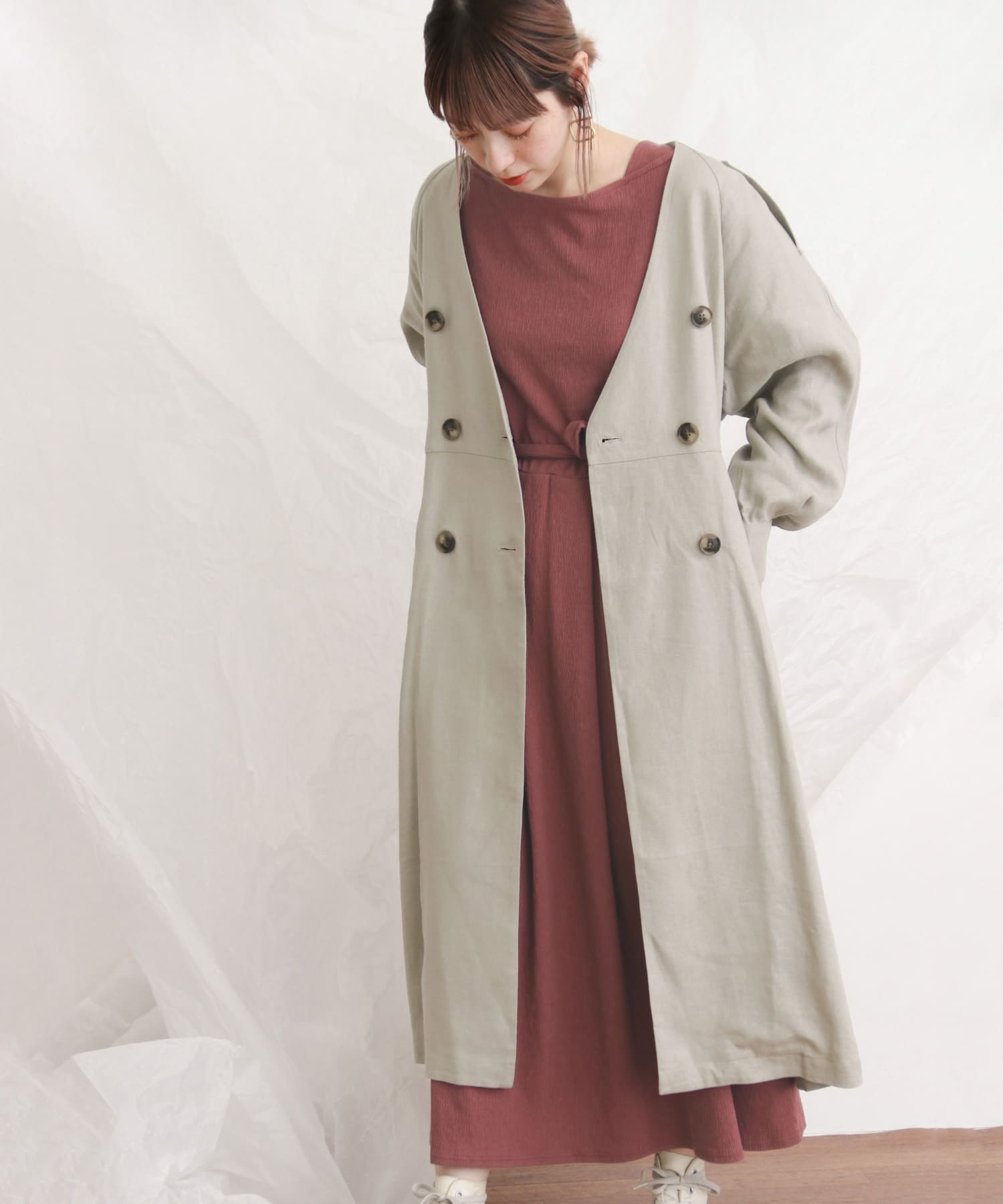 トレンチドレスコート∴ GREIGE one