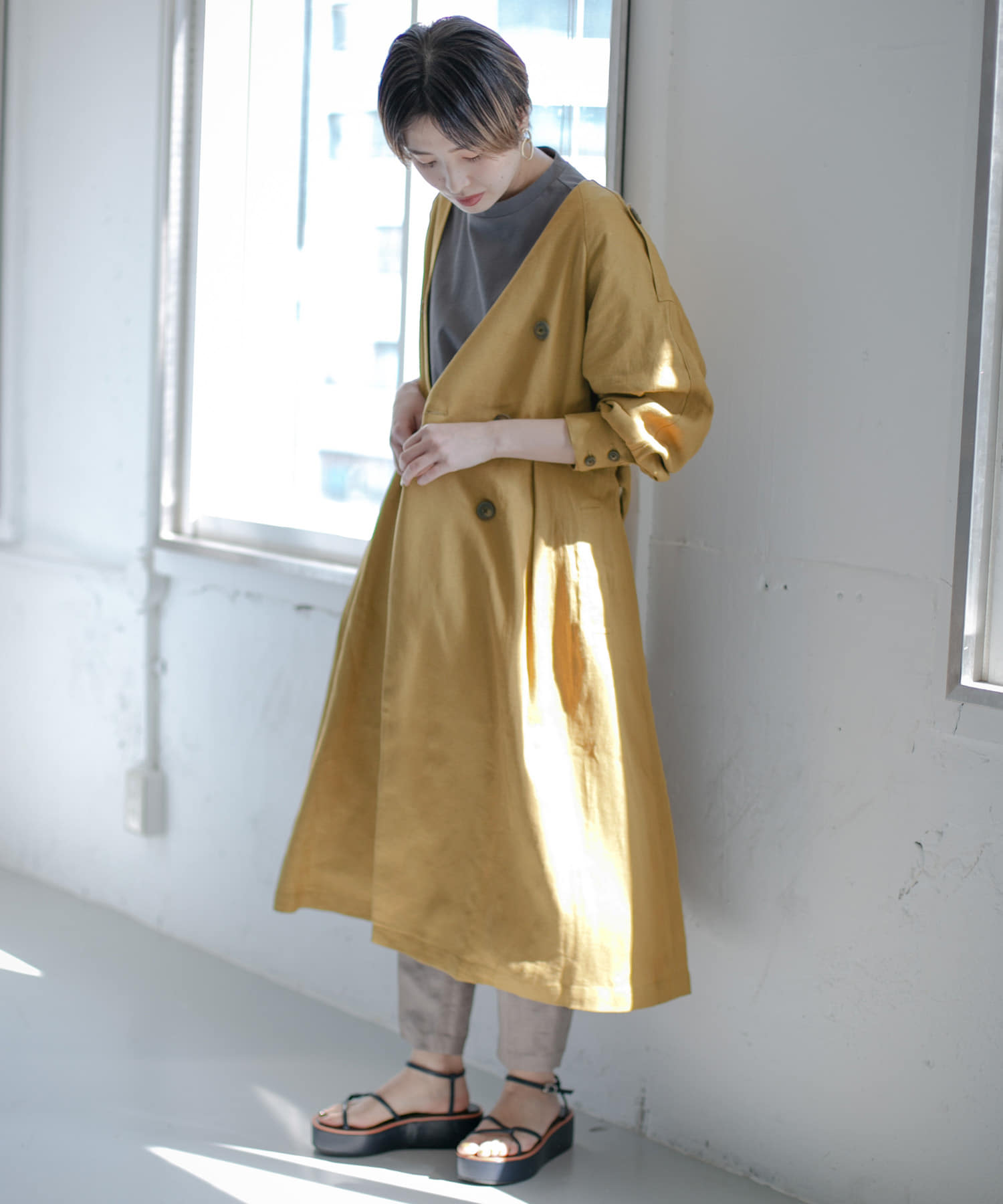 トレンチドレスコート∴ CAMEL one