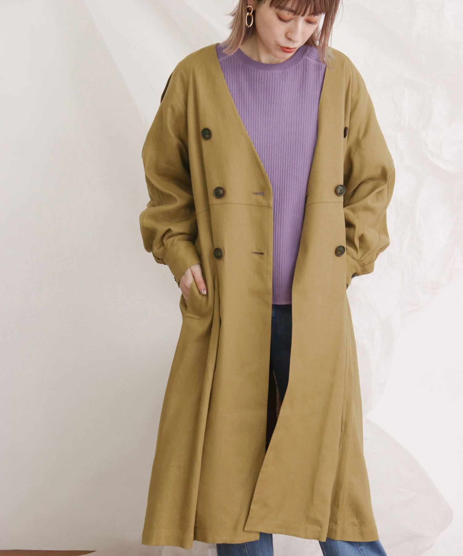 トレンチドレスコート∴ CAMEL one