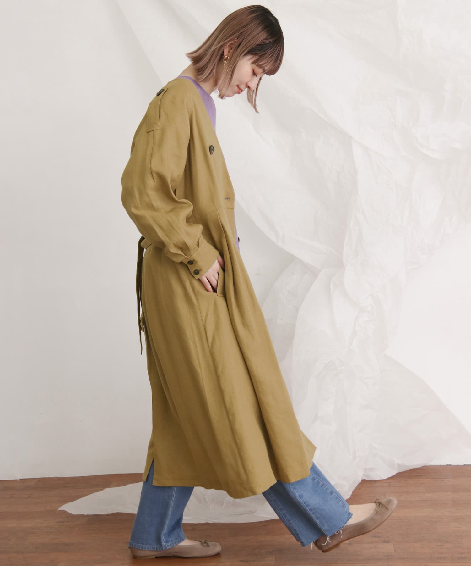トレンチドレスコート∴ CAMEL one