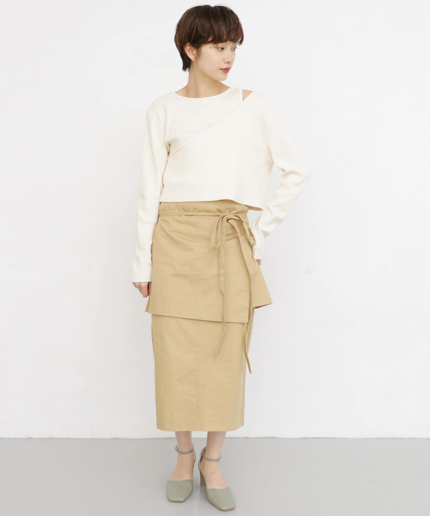エプロンSETタイトスカート BEIGE one