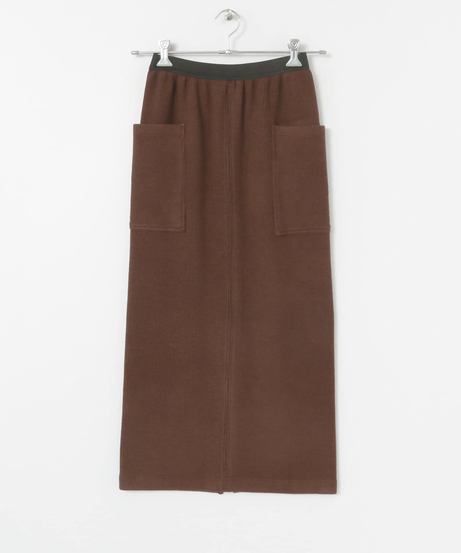 サイドポケットリブタイトスカート BROWN one