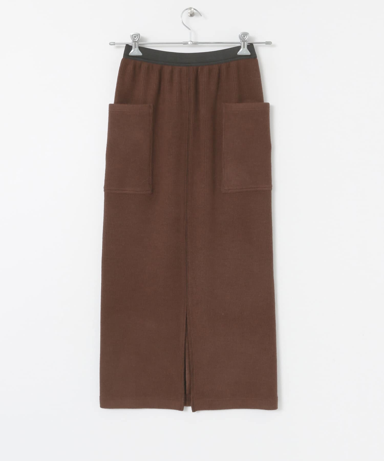 サイドポケットリブタイトスカート BROWN one