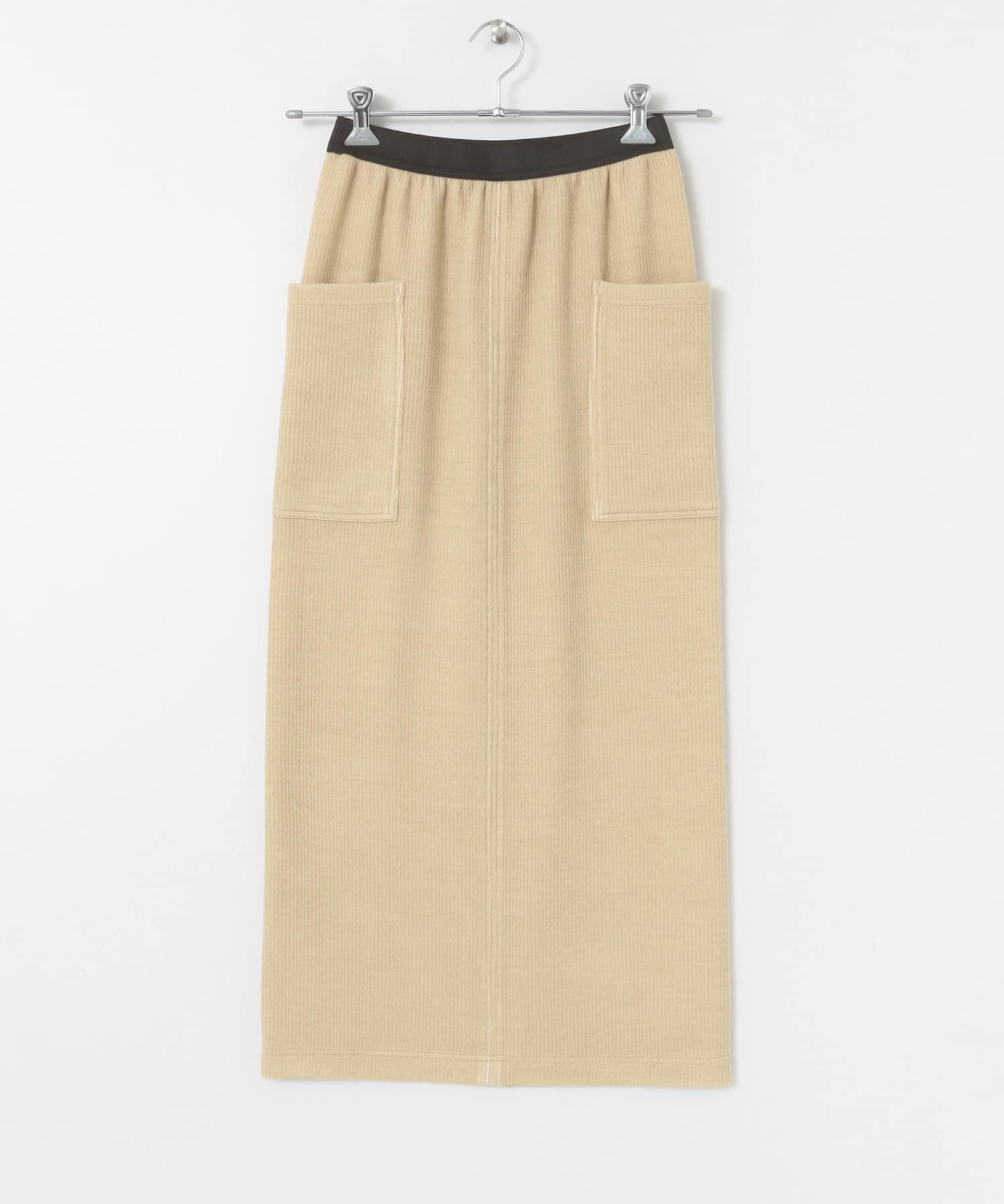 サイドポケットリブタイトスカート BEIGE one