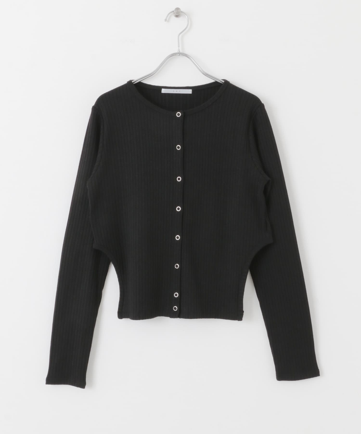 サイドカットアウトリブトップス BLACK one