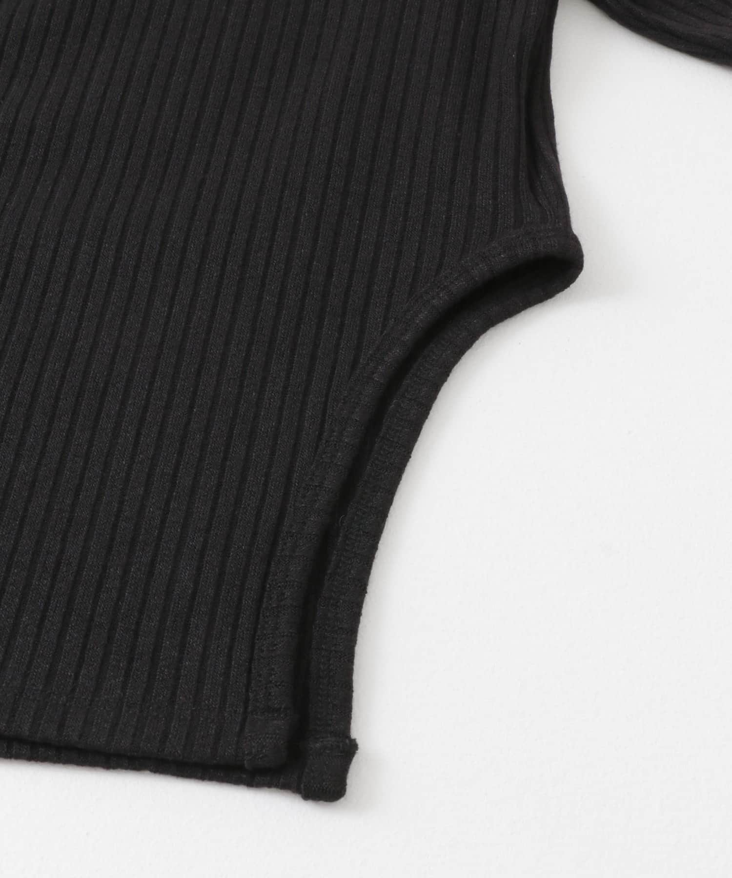 サイドカットアウトリブトップス BLACK one