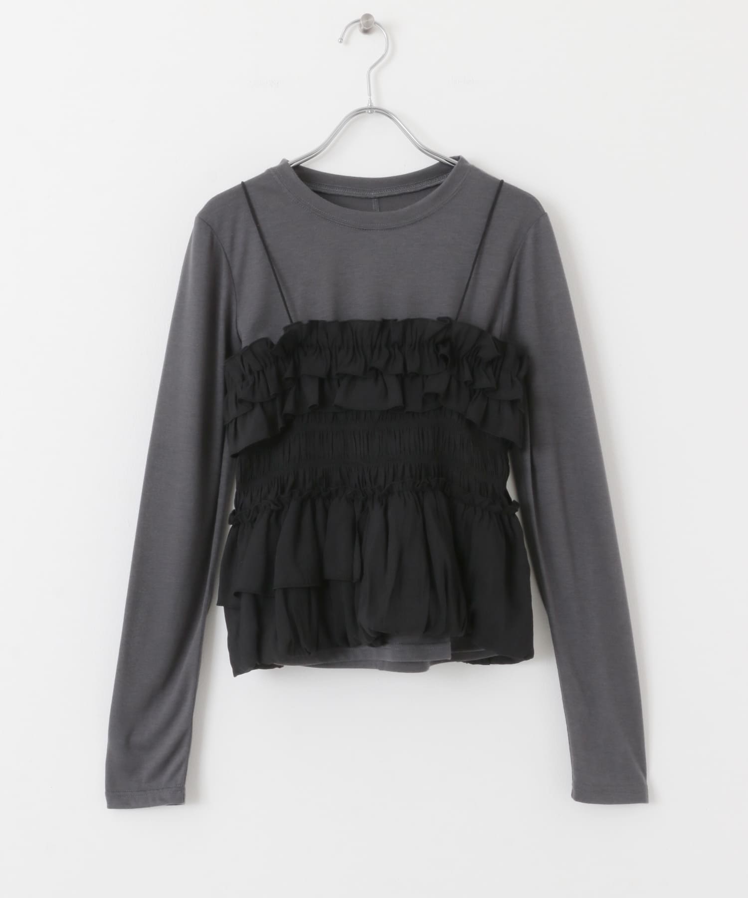 シャーリングビスチェSETトップス CCL×BLACK one