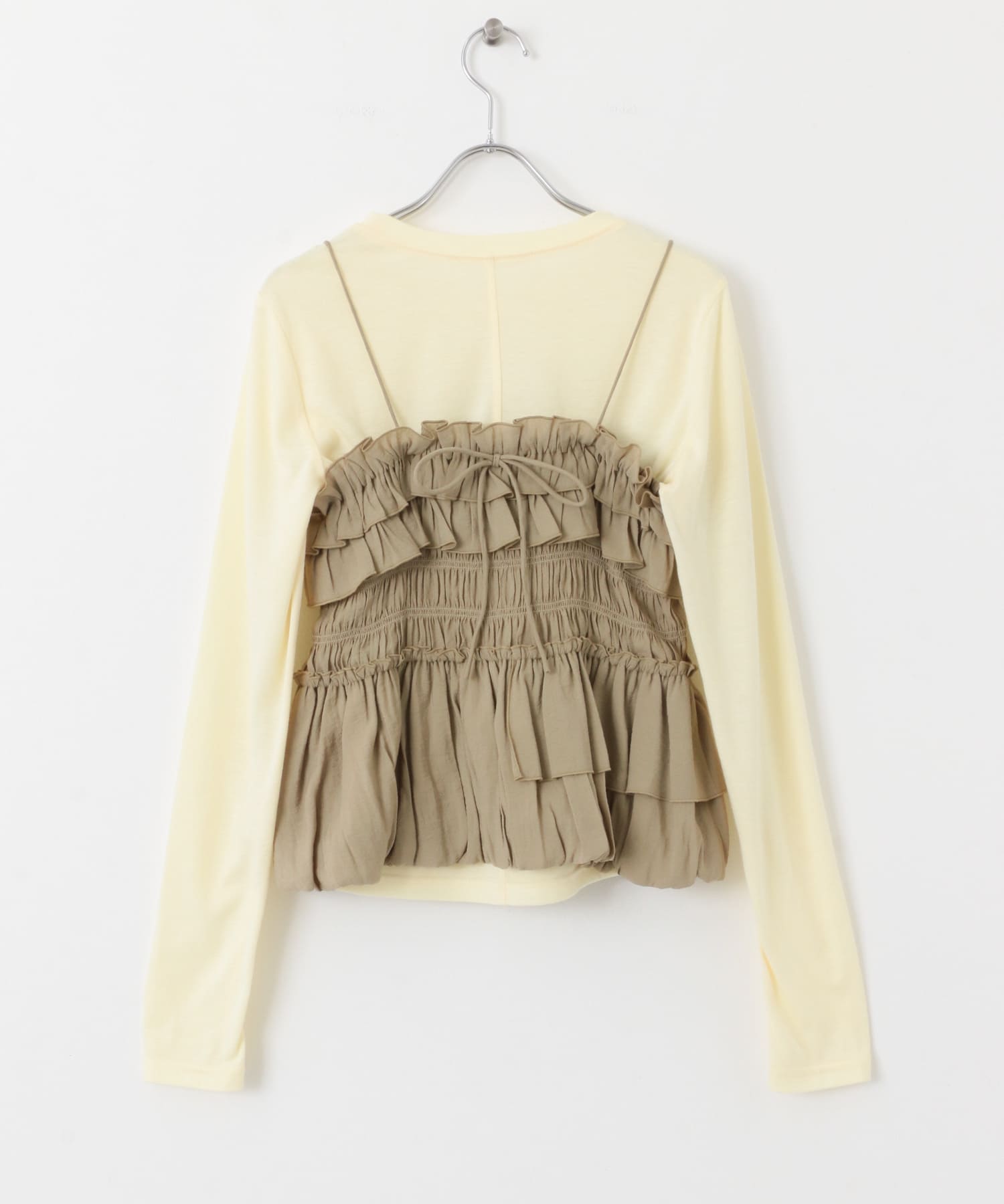 シャーリングビスチェSETトップス YEL×BEIGE one