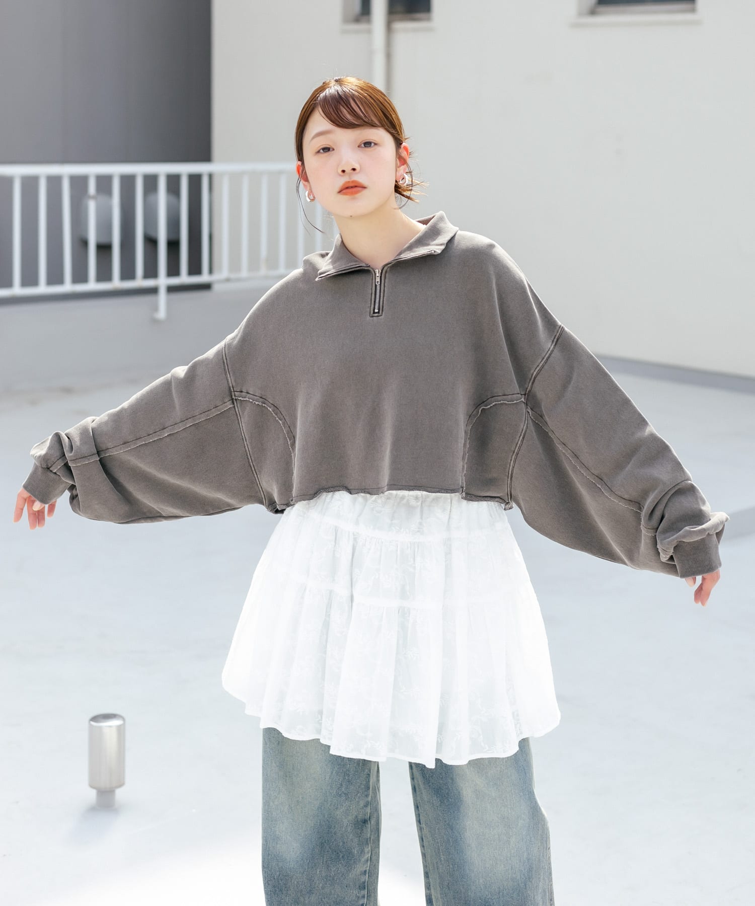 ハーフZIPリメイクスウェット