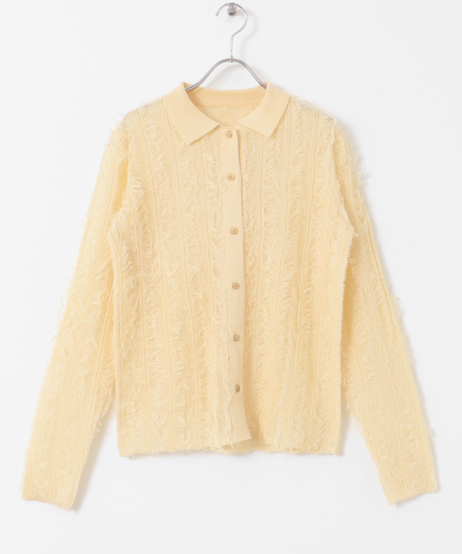 シアーフリンジニットシャツ CUSTARD one