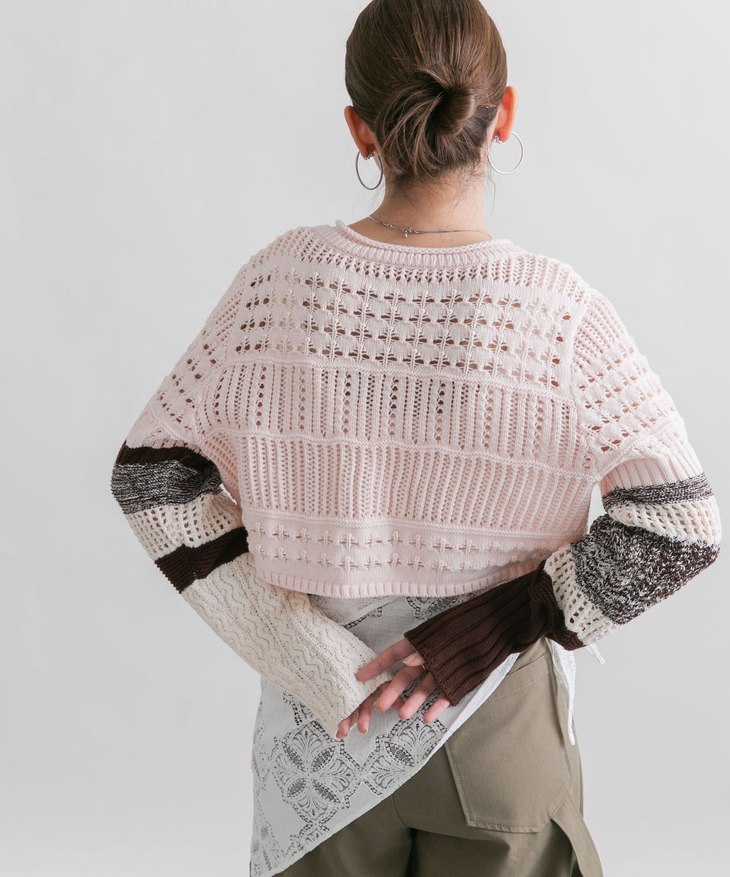 パッチワークショートカーディガン