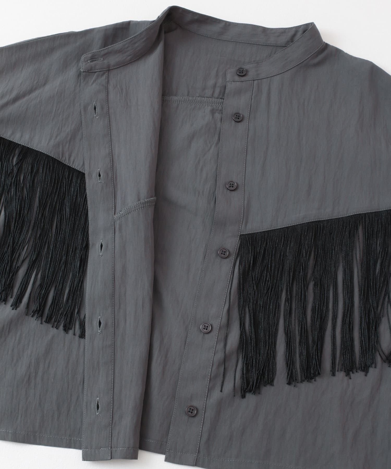 フリンジデザインシャツ CHARCOAL one