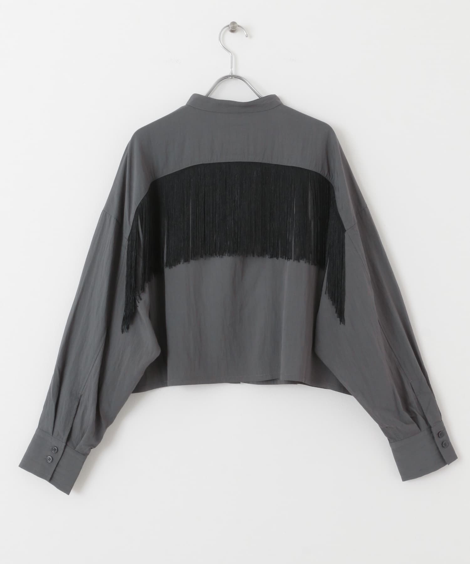 フリンジデザインシャツ CHARCOAL one