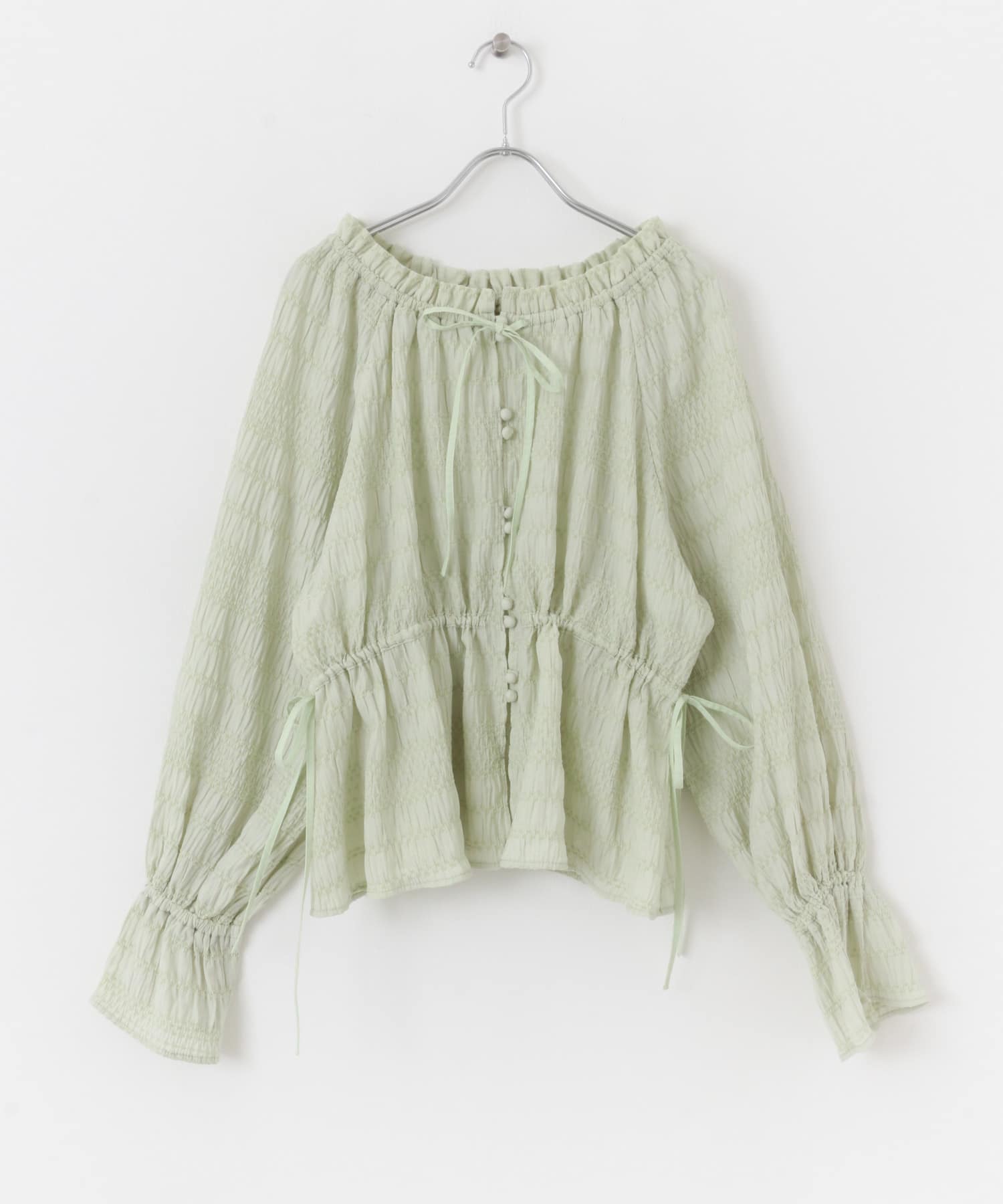 2WAYオフショルブラウス L.GREEN one