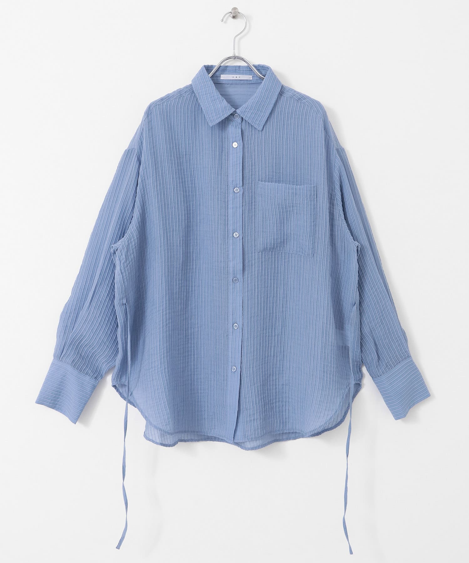2WAYシアーストライプシャツ BLUE one