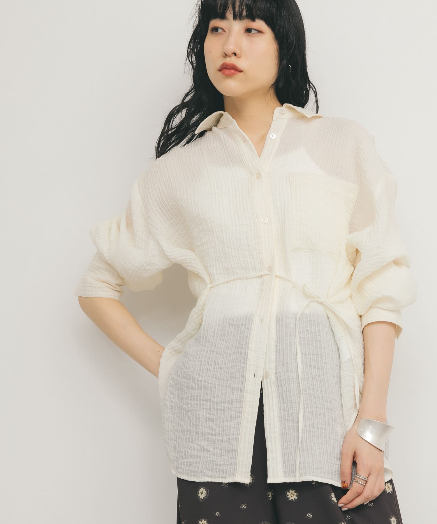 2WAYシアーストライプシャツ